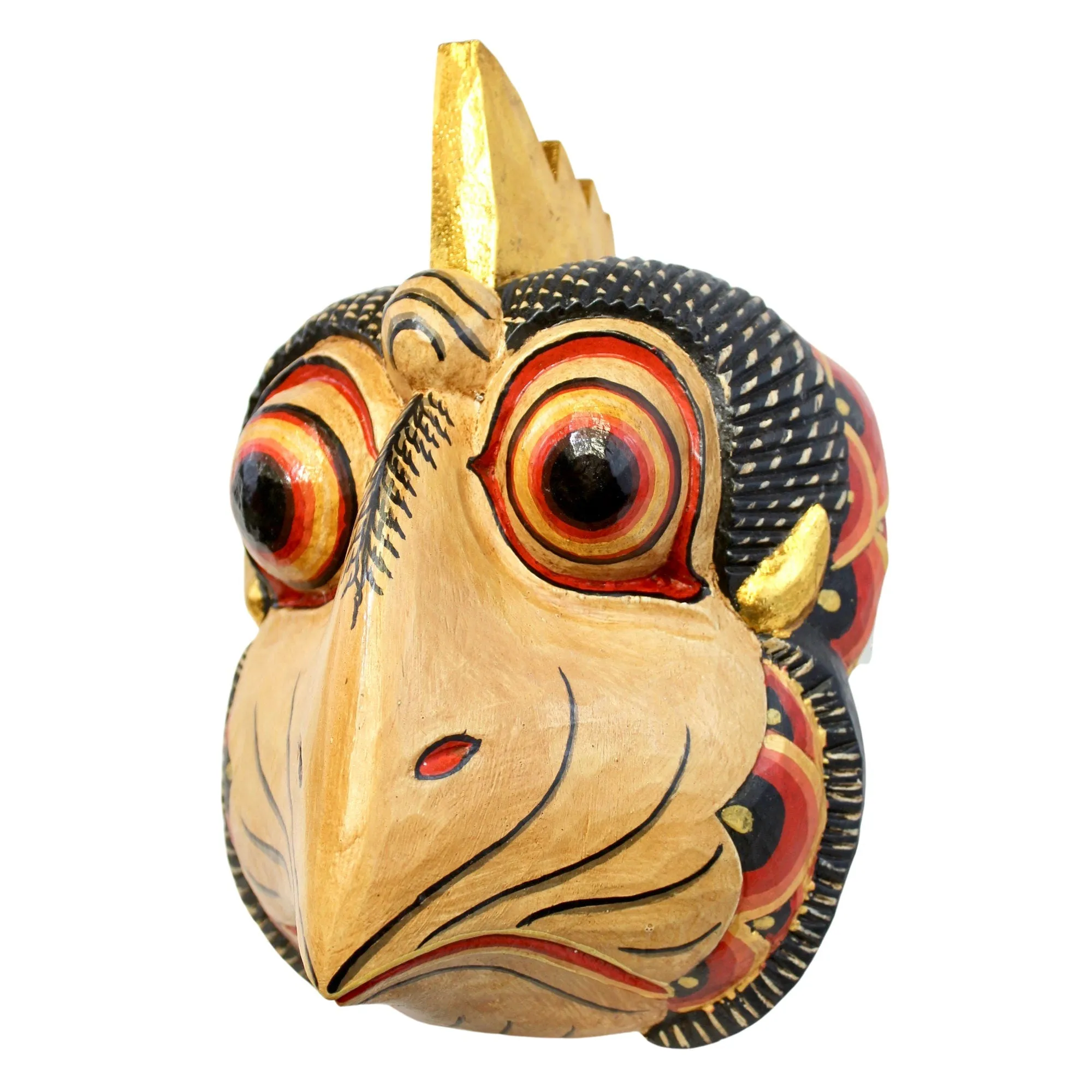 Balinese Chicken Mask Rooster Fowl polychrome Wooden Mask Bali Folk Art Hand carved wood Carving Wall Art Decor Indonesian