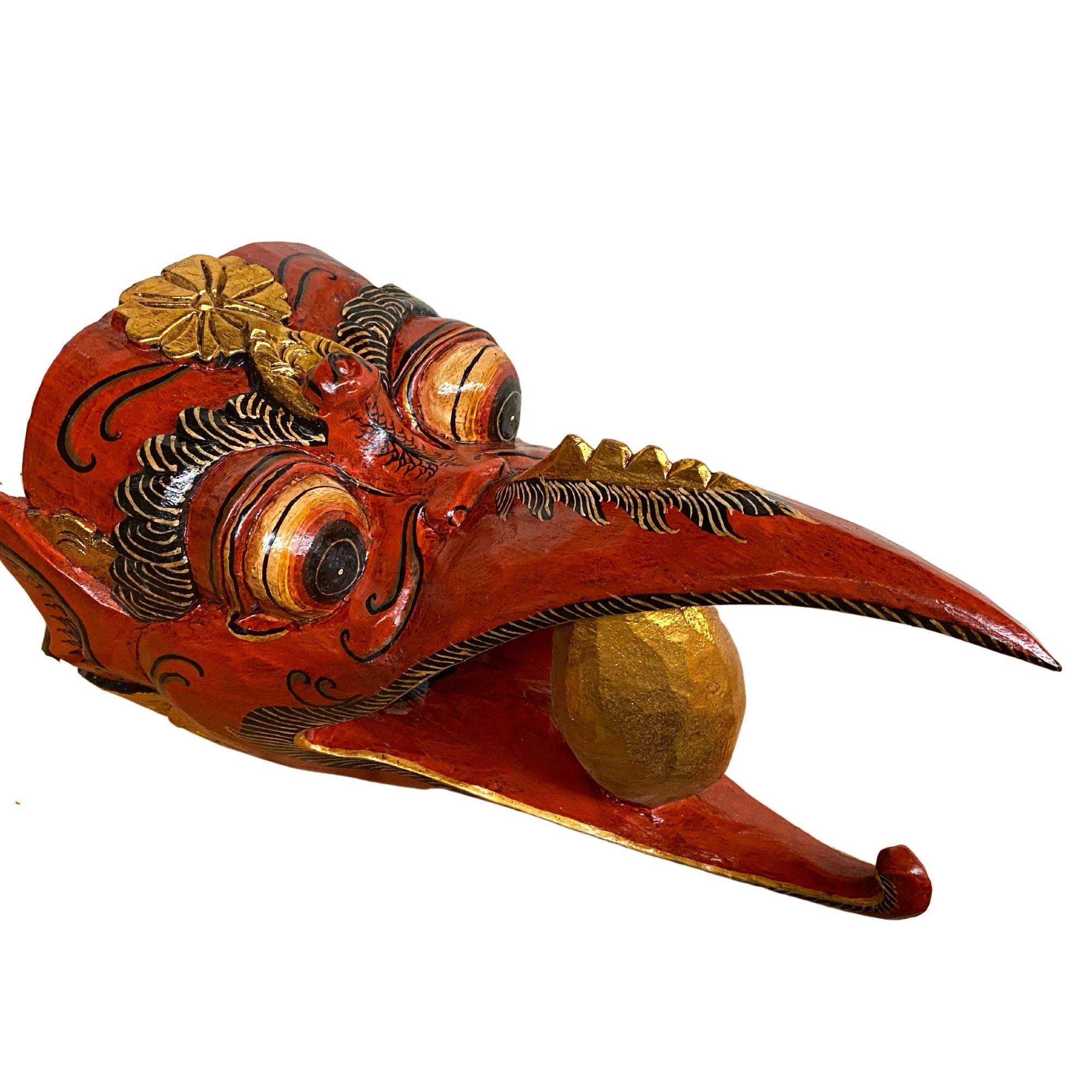 Balinese Mask Garuda Eagle Protector Polychrome Hand Carved wood Carving Bali Folk Art Wooden Mask Wall Decor