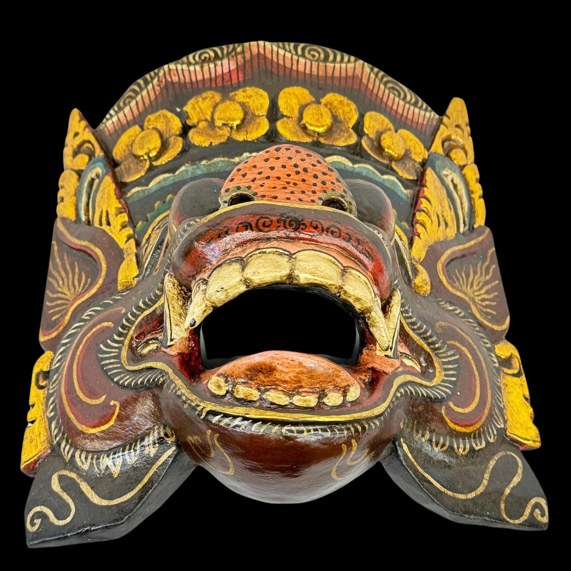 Balinese Pig Barong Mask Bangkal Boar Protector Guardian Polychrome Hand Carved wood Carving Bali Folk Art Wall Decor