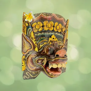 Balinese Pig Barong Mask Bangkal Boar Protector Guardian Polychrome Hand Carved wood Carving Bali Folk Art Wall Decor