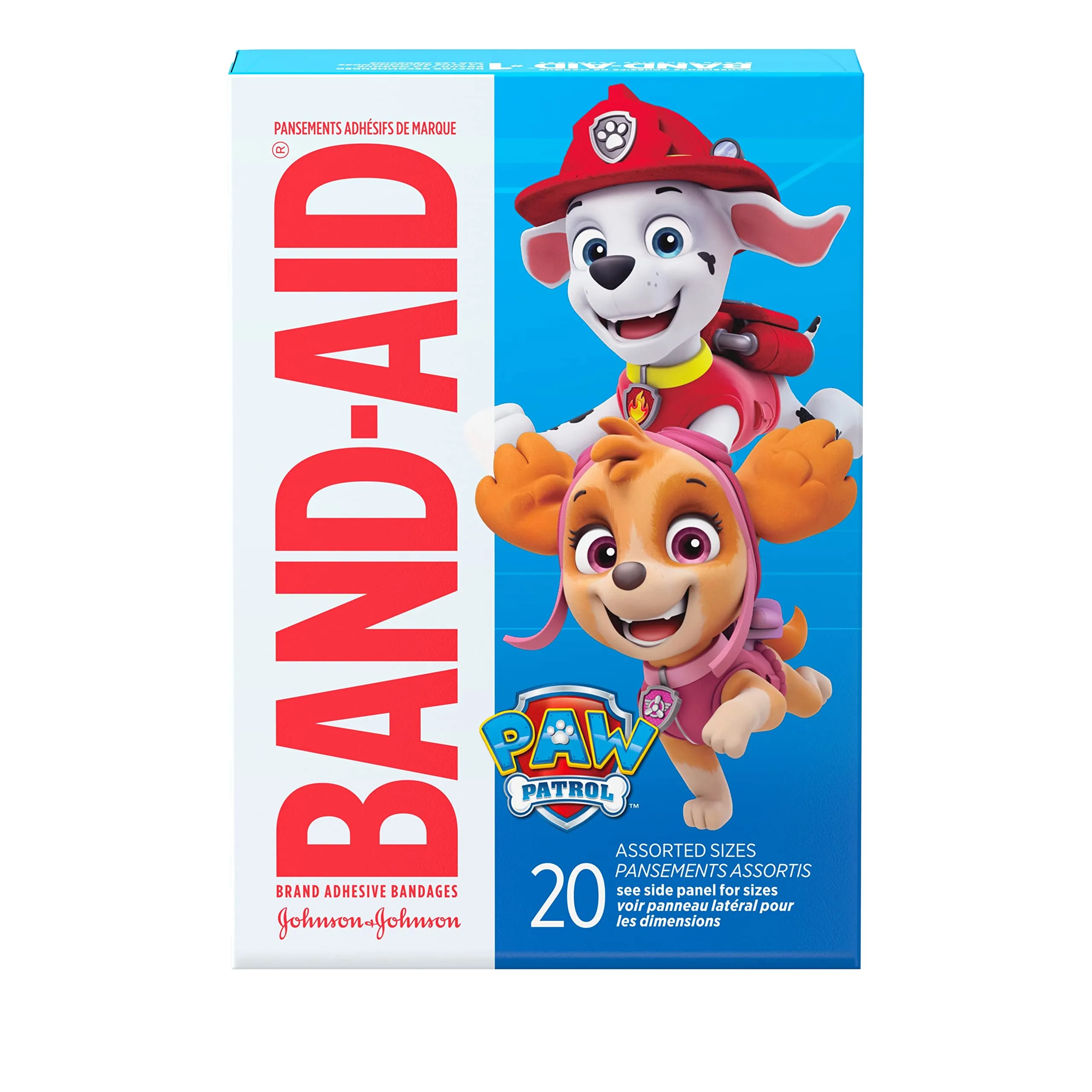 Band-Aid Brand Adhesive Bandages for First Aid, Nickelodeon PAW Patrol, Assorted, 20 ct 20 Count (Pack of 1)