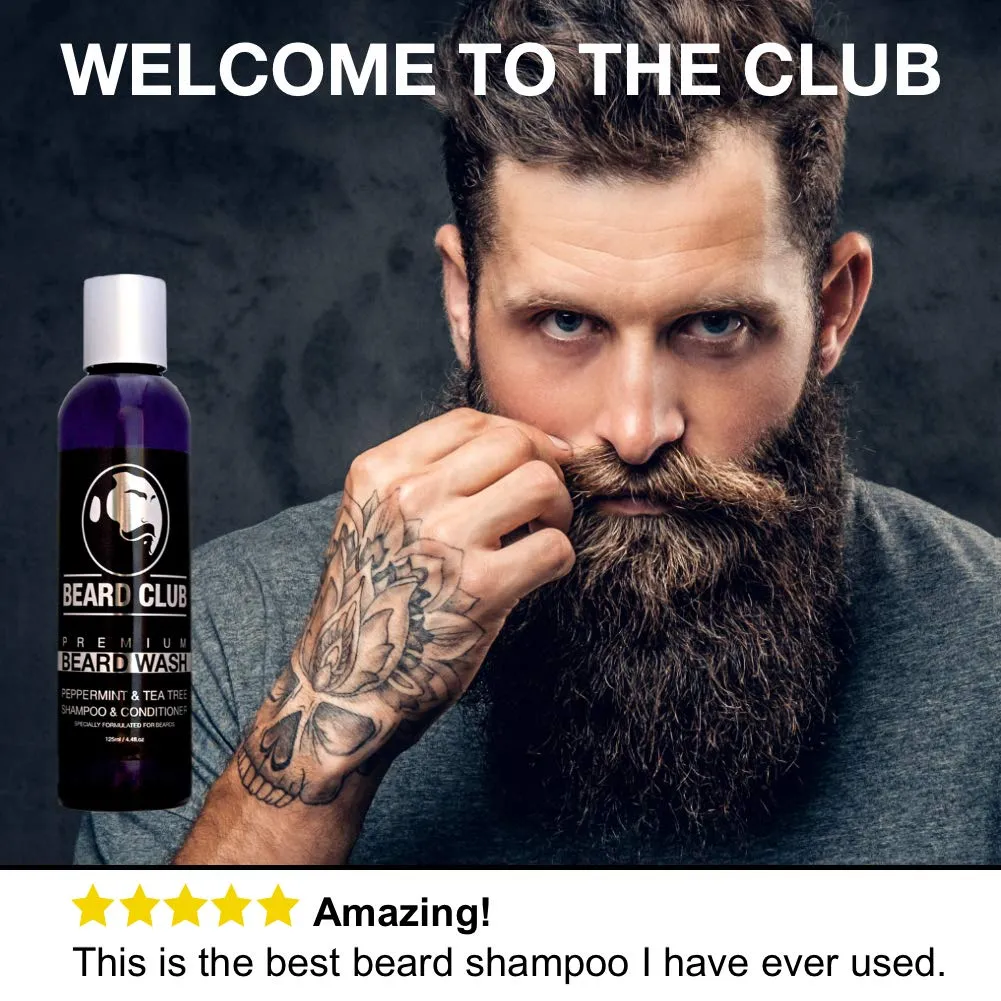 Beard Club - Beard Shampoo & Conditioner - Peppermint & Tea Tree Beard Wash for Men & Beard Conditioner for Men Natural & Organic - Beard Softener for Men - Beard Care - Softens & Strengthens Hair