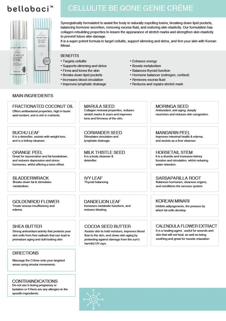 Bellabaci Cellulite Be Gone w/Korean Minari Creme, 8.45 oz