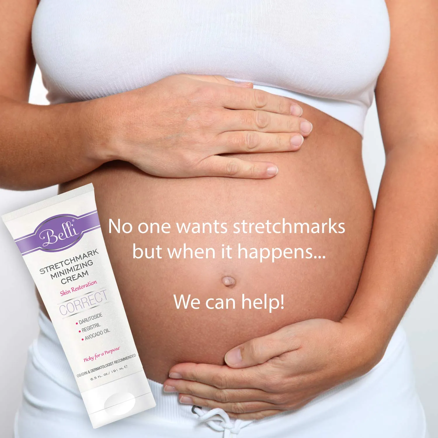 Belli Stretchmark Minimizing Cream. for Existing Stretch Marks of Any Age or from Any Cause – Features Darutoside, Regestril, and Avocado Oil – OB/GYN and Dermatologist Recommended – 6.5 oz