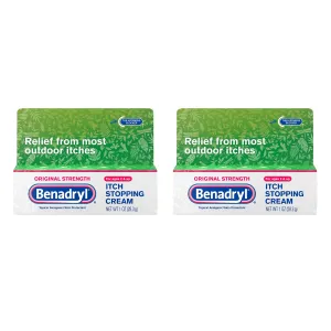 Benadryl Extra Strength Itch Stopping Anti-Itch Cream with Histamine Blocker, Diphenhydramine HCl Topical Analgesic & Zinc Acetate Skin Protectant for Relief from Most Outdoor Itches, 1 Oz (Pack of 2)