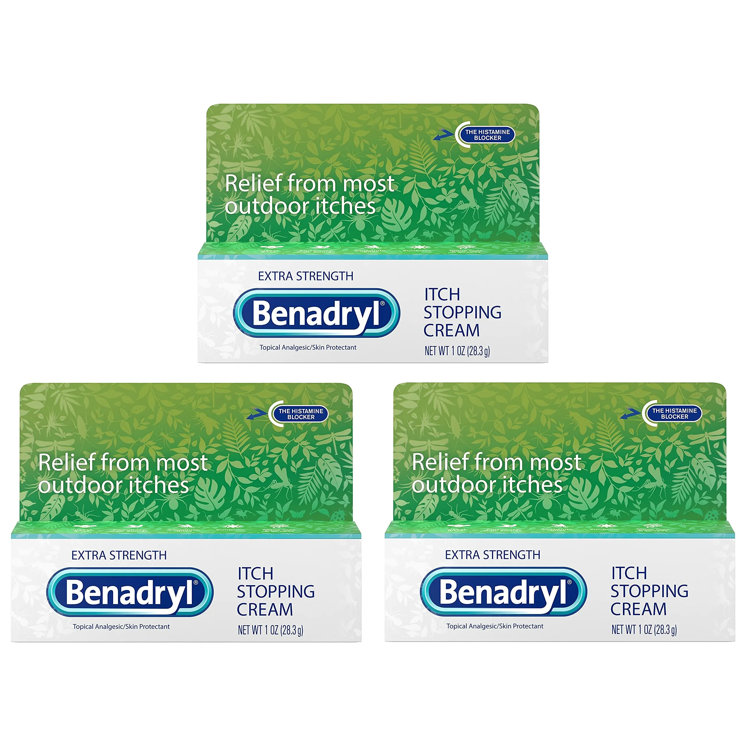 Benadryl Extra Strength Topical Anti-Itch Relief Cream, Diphenhydramine HCl, 3 x 1 oz 1 Ounce (Pack of 3)