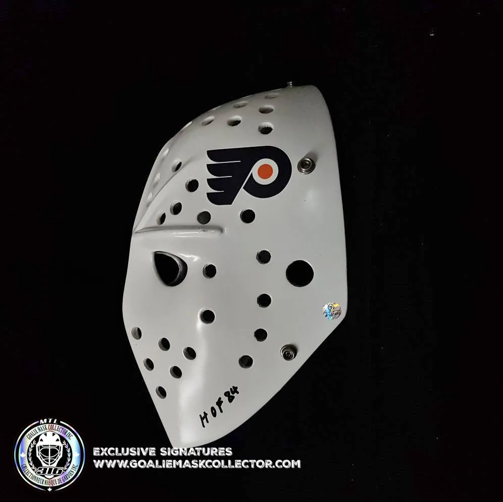 Bernie Parent Signed Goalie Mask Autographed Philadelphia "2 Emblems" Tribute Vintage