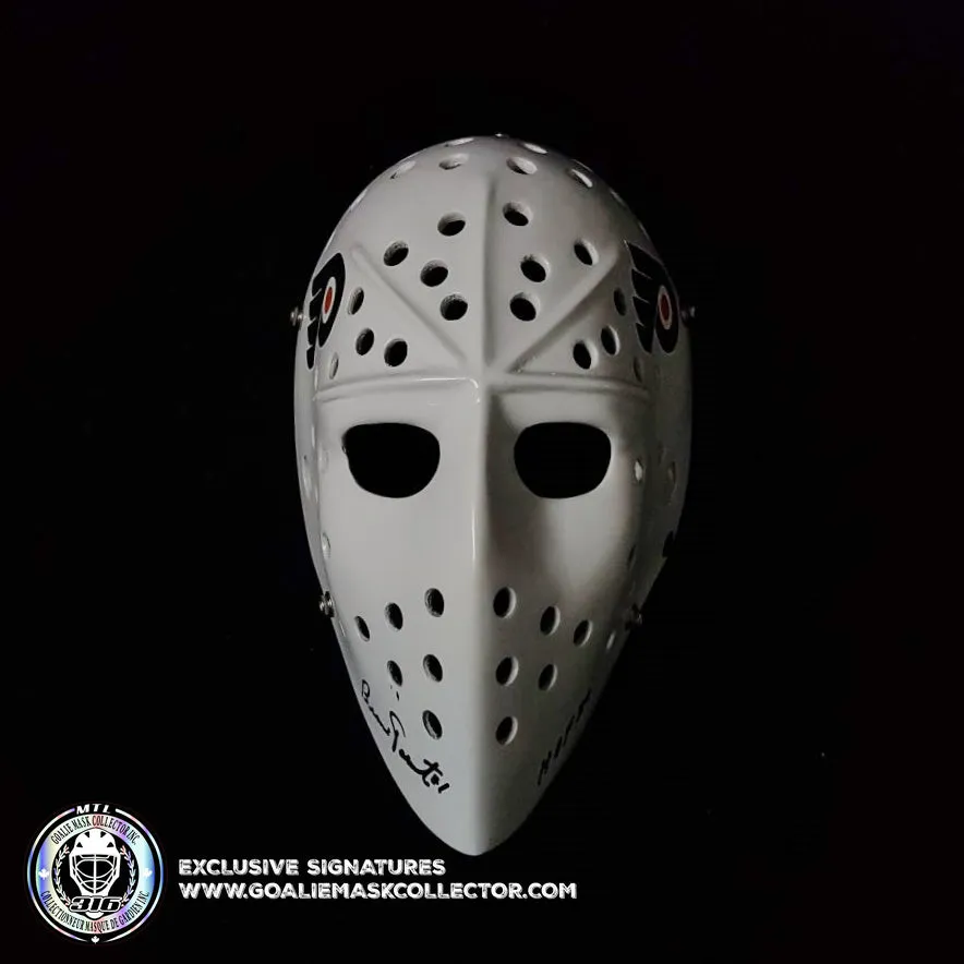 Bernie Parent Signed Goalie Mask Autographed Philadelphia "2 Emblems" Tribute Vintage