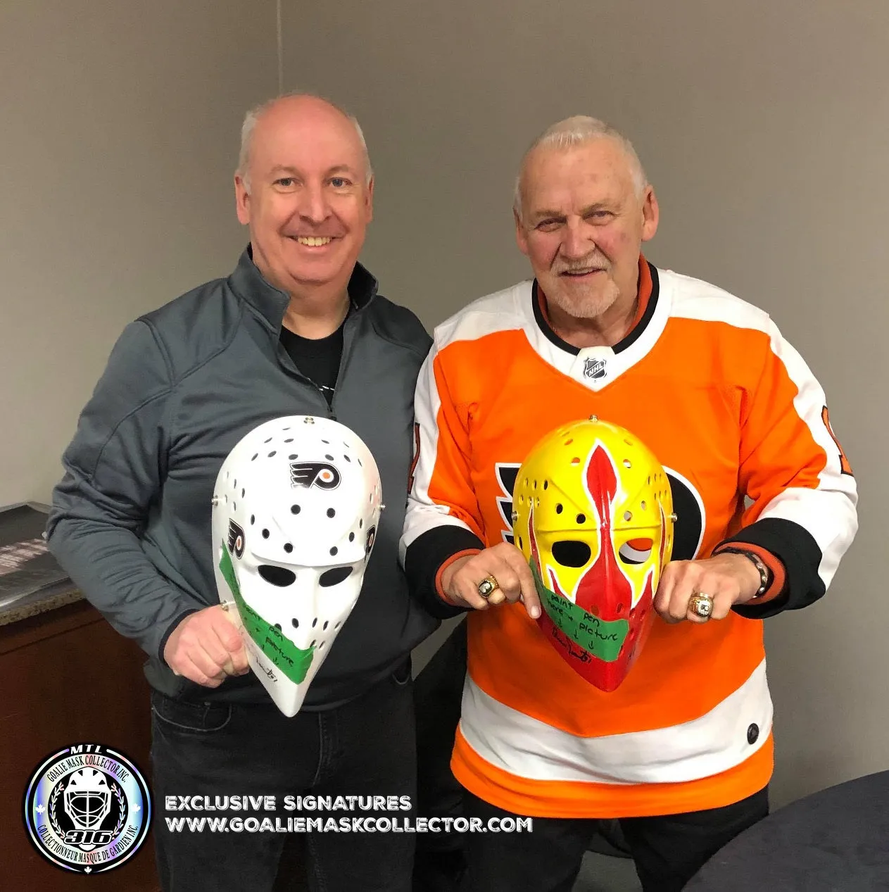 Bernie Parent Signed Goalie Mask Autographed Philadelphia "2 Emblems" Tribute Vintage