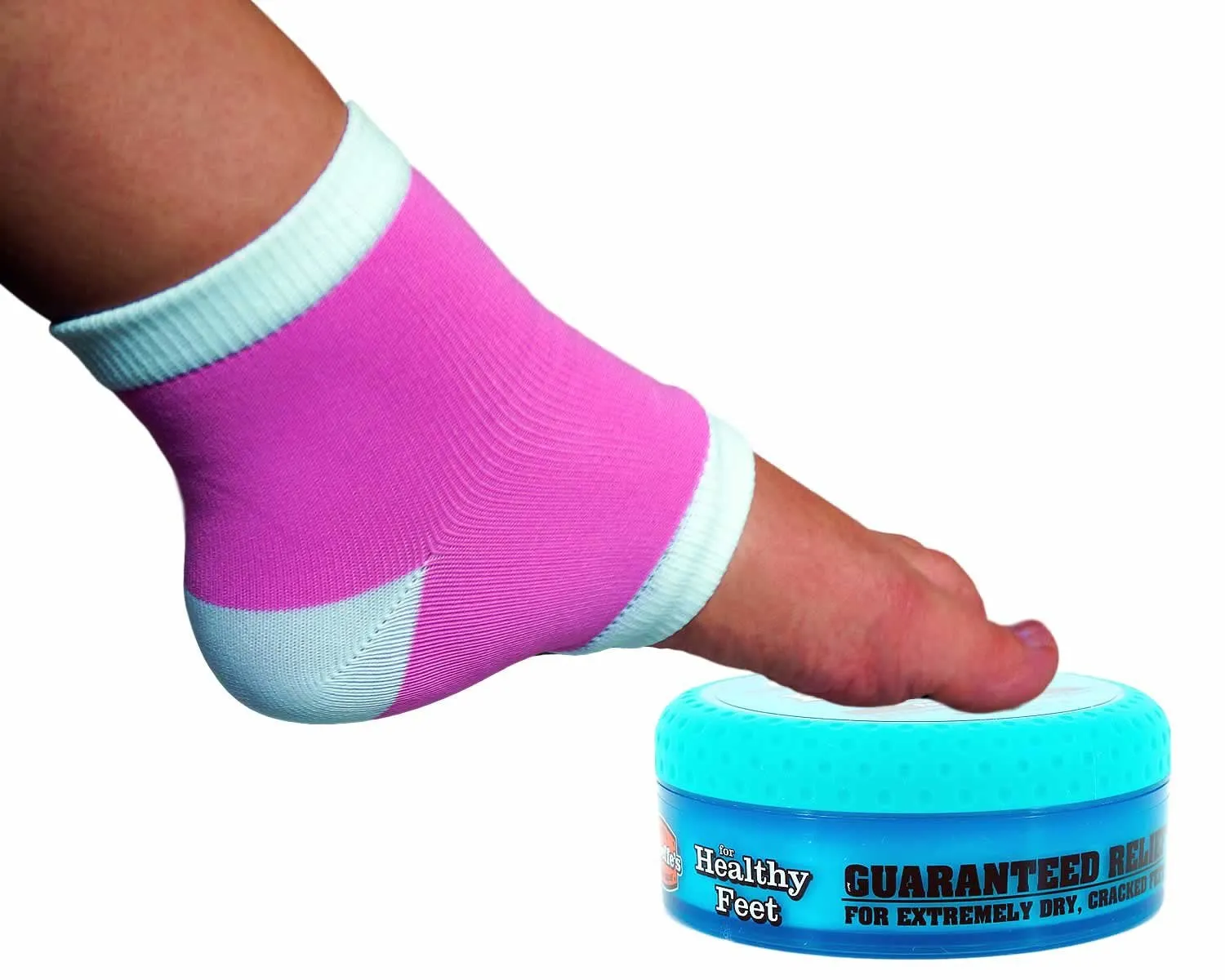 Bodiance Moisturizing Gel Heel Socks or Sleeves, 2 Pairs, Pink, Large, O'keeffe's Healthy Feet Foot Cream for Cracked Heels, Callus Treatment Bundle