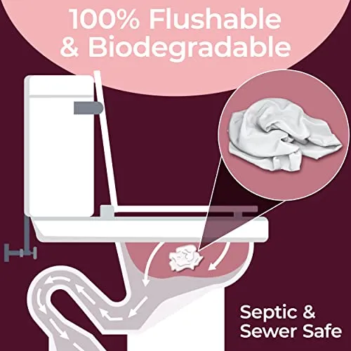 Booty Brand Wipes for Women - 320 Flushable Wipes for Adults | Premium Feminine Wet Wipes - pH Balanced & Infused with Vitamin E & Aloe | Female Toilet Wipes | Flushable Safe Wipes | Bathroom Wipes