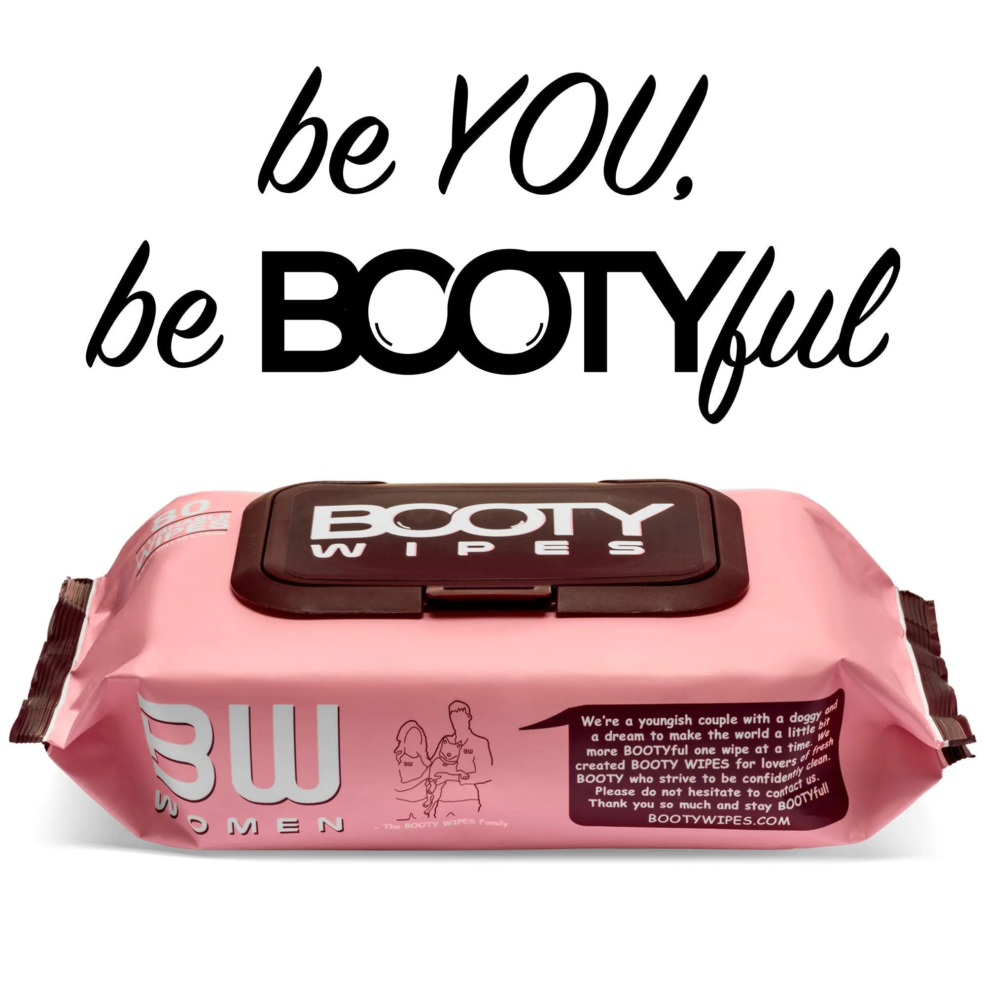 BOOTY WIPES for Women - 80 Flushable Wipes for Adults, Feminine Wet Wipes (80 Wipes Total - 1 Flip-Top Pack) pH Balanced, Infused with Vitamin-E & Aloe