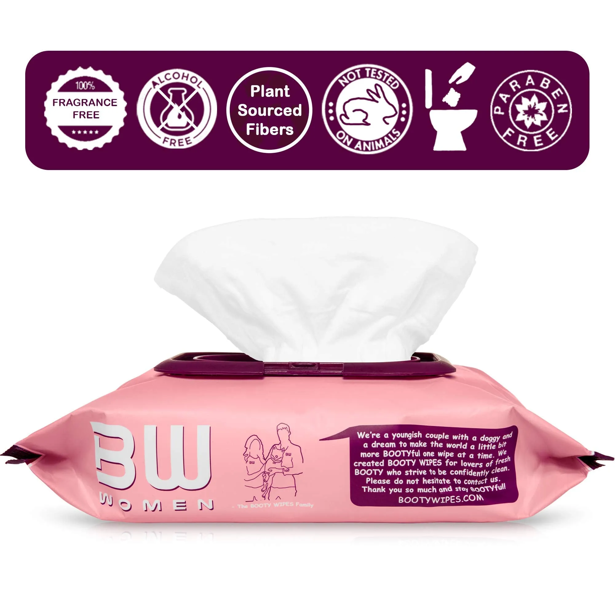 BOOTY WIPES for Women - 80 Flushable Wipes for Adults, Feminine Wet Wipes (80 Wipes Total - 1 Flip-Top Pack) pH Balanced, Infused with Vitamin-E & Aloe