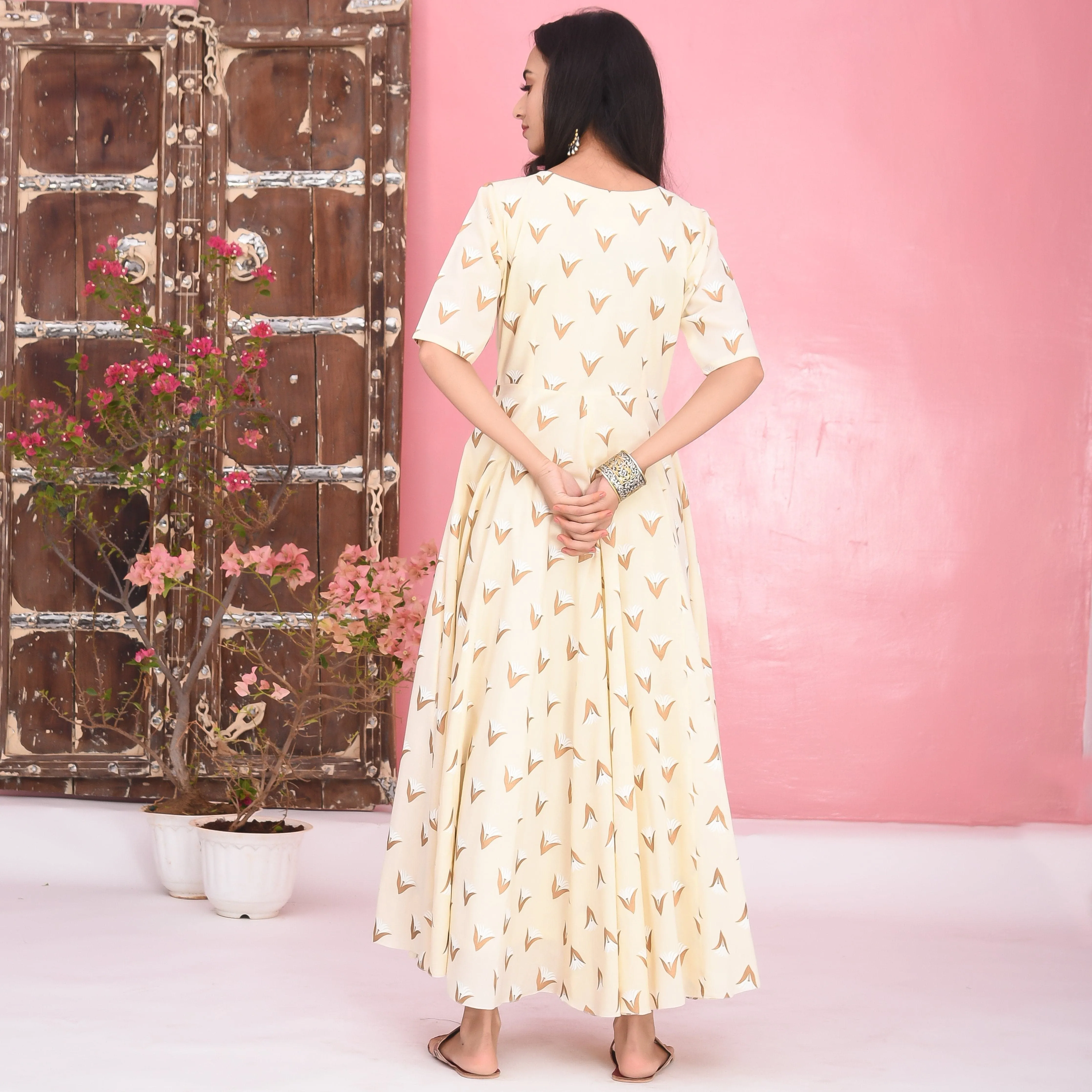 Bunaai Cream Cotton Dress