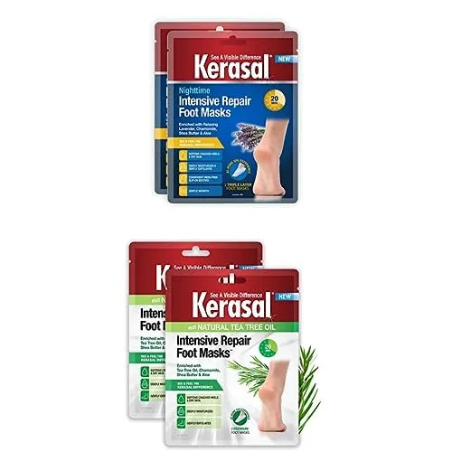 Bundle of Kerasal Nighttime Intensive Repair Foot Masks, Two Pairs   Kerasal Intensive Repair Foot Mask, (Pack of 2)