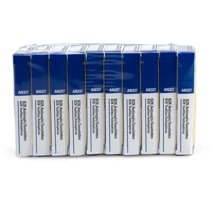 BZK Antiseptic Wipes, 10 Per Box - 10 Pack