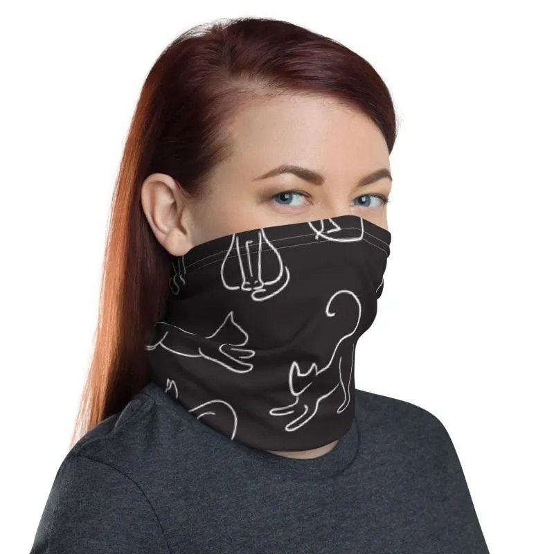 Cat lover kitty animal print pattern neck gaiter scarf design, reusable washable fabric tube face mask Gift for women - US Fast Shipping