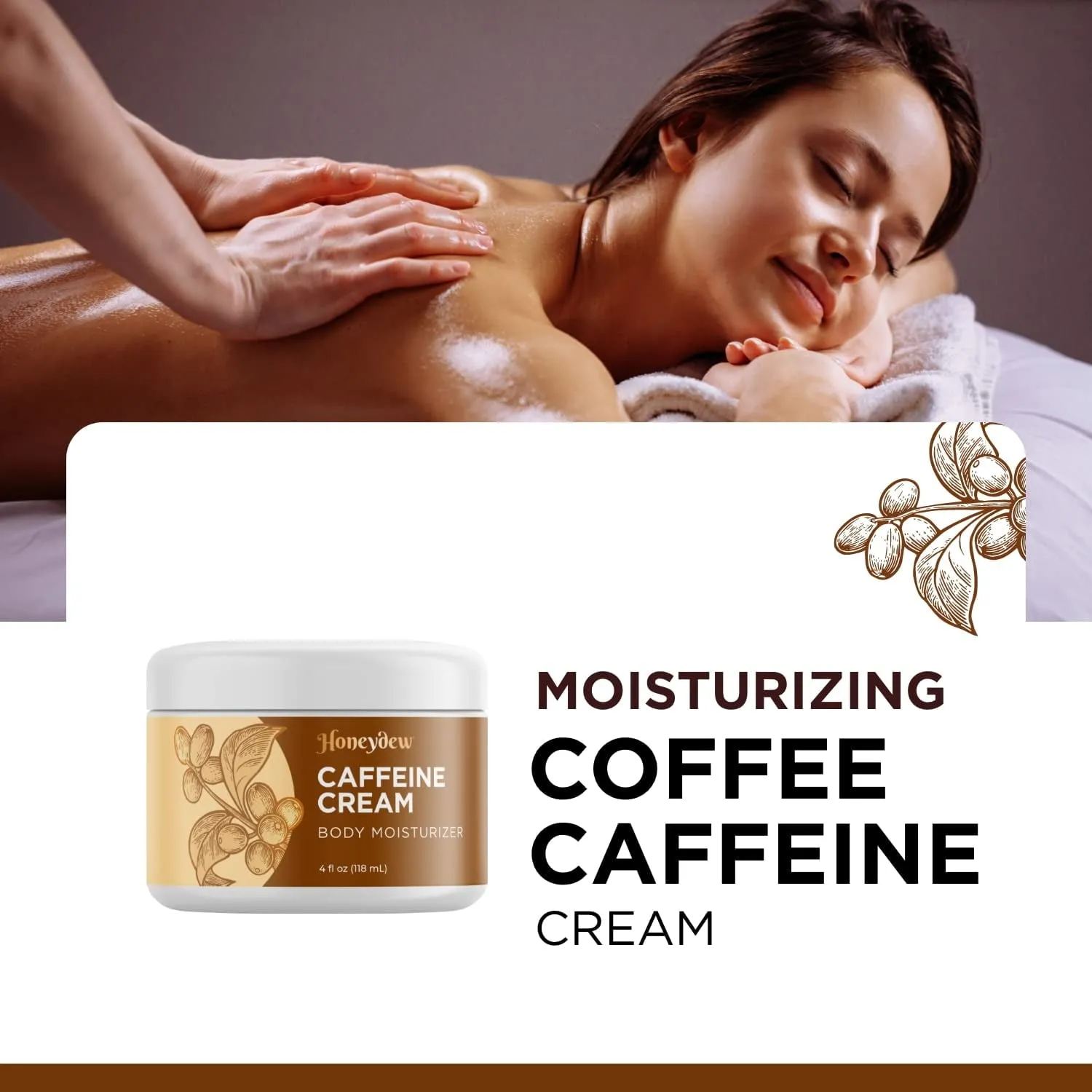 Cellulite Cream with Caffeine - HoneyDew Caffeine Cream for Cellulite - Eye Cream with Caffeine for Puffiness - Anti Aging Face Cream Moisturizer for Women and Men - Hydrating Cream with Shea Butter