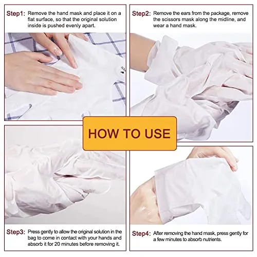 CGBOOM 5 Pairs Hand Masks Moisturizing Gloves, Hand Skin Repair Renew Mask Infused Collagen, Vitamins   Natural Plant Extracts for Dry, Aging, Cracked Hands (Honey and Milk)