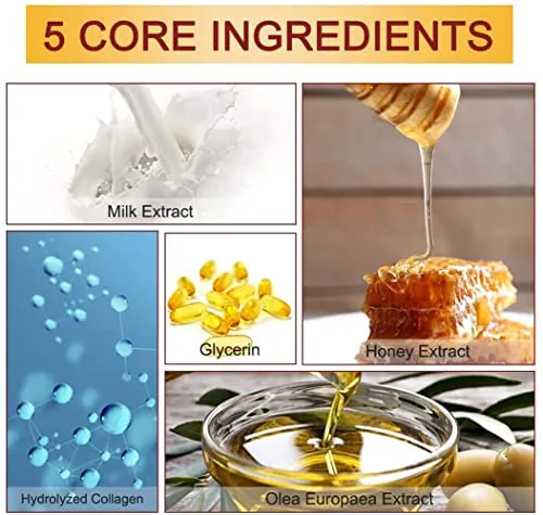 CGBOOM 5 Pairs Hand Masks Moisturizing Gloves, Hand Skin Repair Renew Mask Infused Collagen, Vitamins   Natural Plant Extracts for Dry, Aging, Cracked Hands (Honey and Milk)