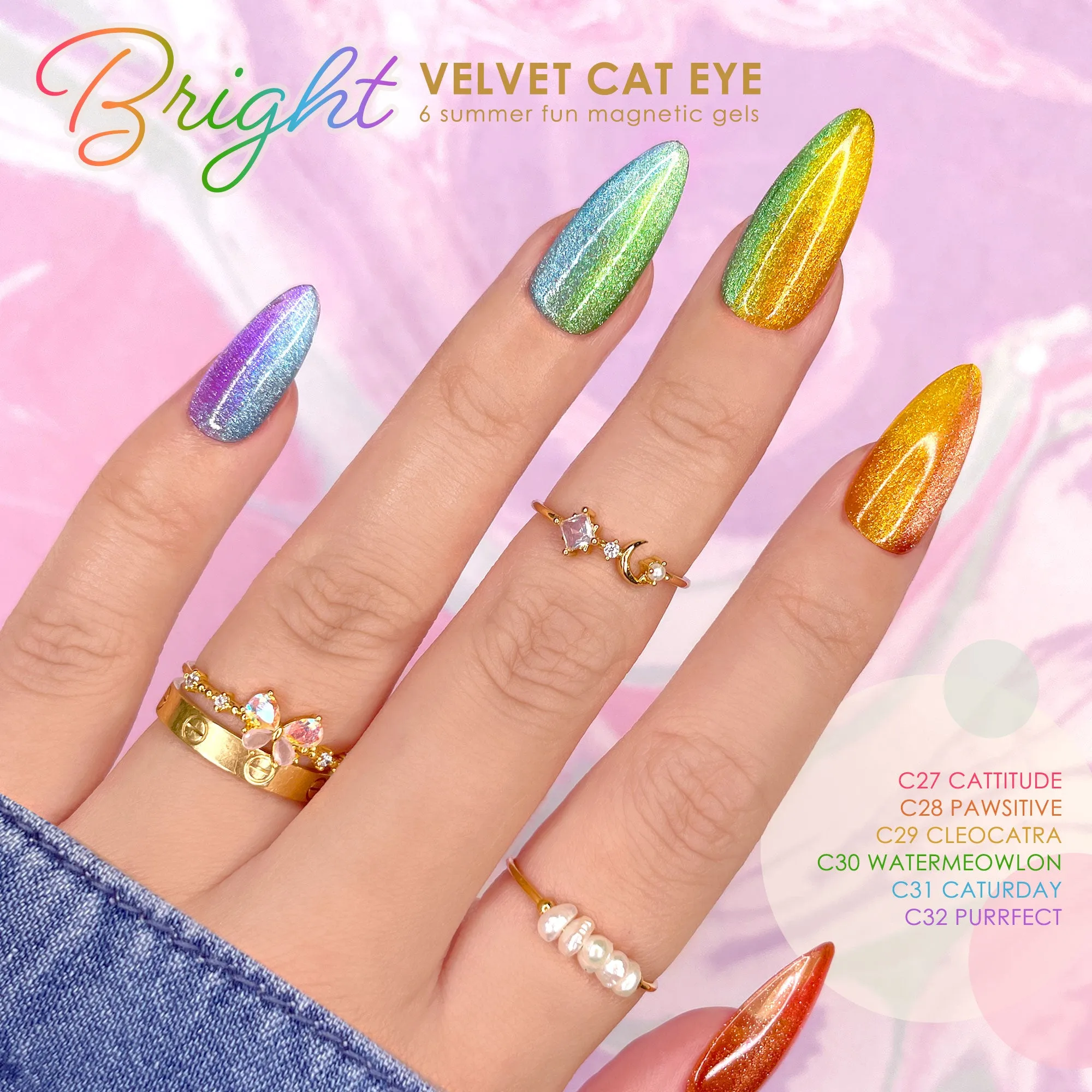 Charme Gel Bright Velvet Cat Eye Collection / 6 Colors