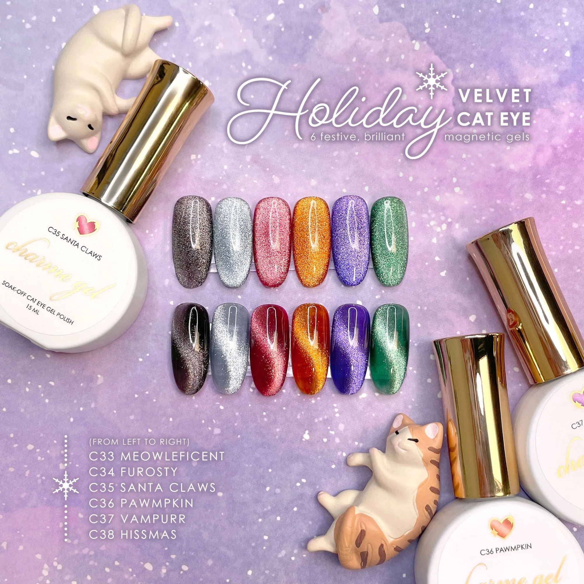 Charme Gel Holiday Velvet Cat Eye Collection / 6 Colors