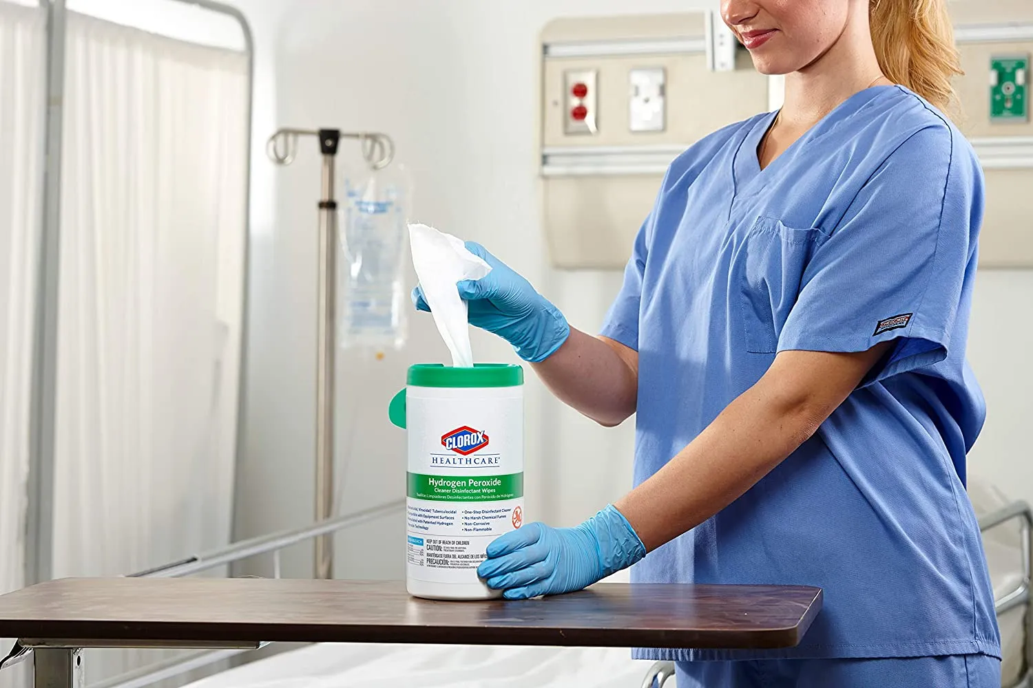 Clorox HealthCare Hydrogen Peroxide Wipes 155/Can. 5.75" x 6.75". Non-Bleach (Case of 6)