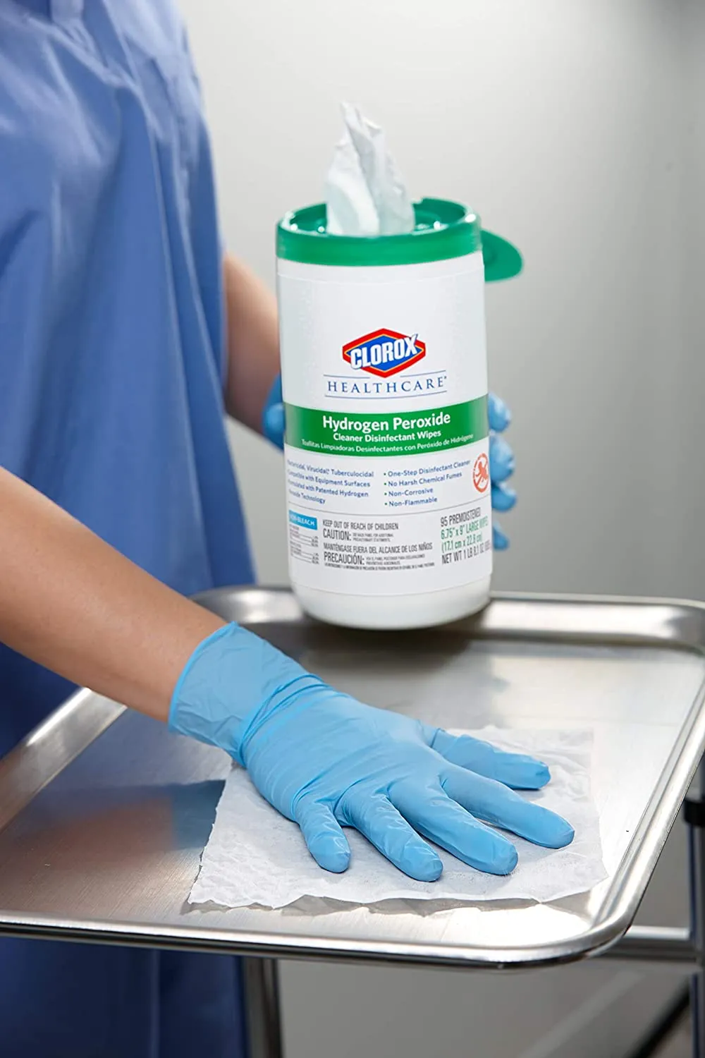 Clorox HealthCare Hydrogen Peroxide Wipes 155/Can. 5.75" x 6.75". Non-Bleach (Case of 6)