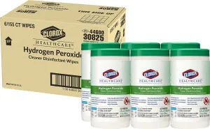 Clorox HealthCare Hydrogen Peroxide Wipes 155/Can. 5.75" x 6.75". Non-Bleach (Case of 6)