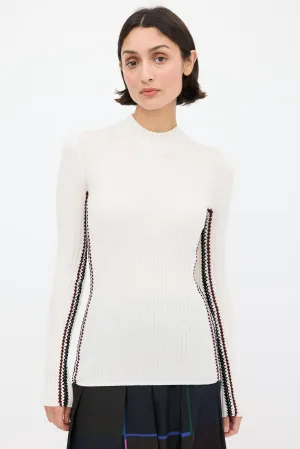 Cream & Multicolour Crochet Stripe Top