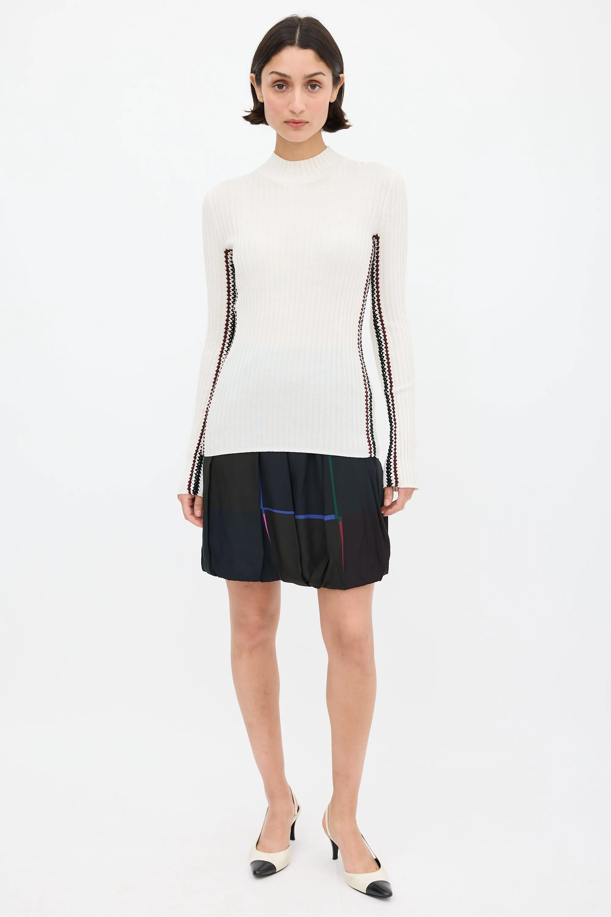 Cream & Multicolour Crochet Stripe Top