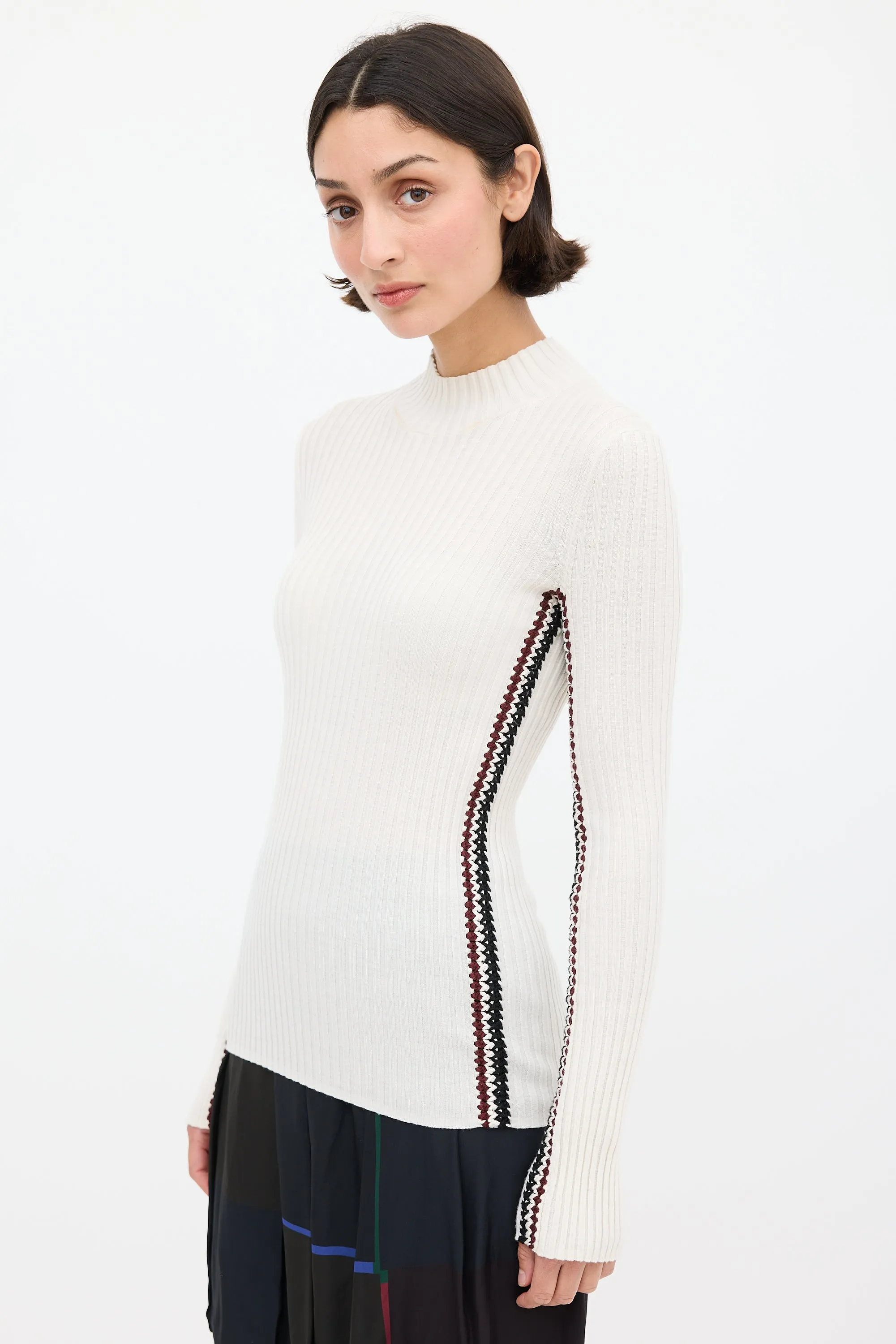 Cream & Multicolour Crochet Stripe Top