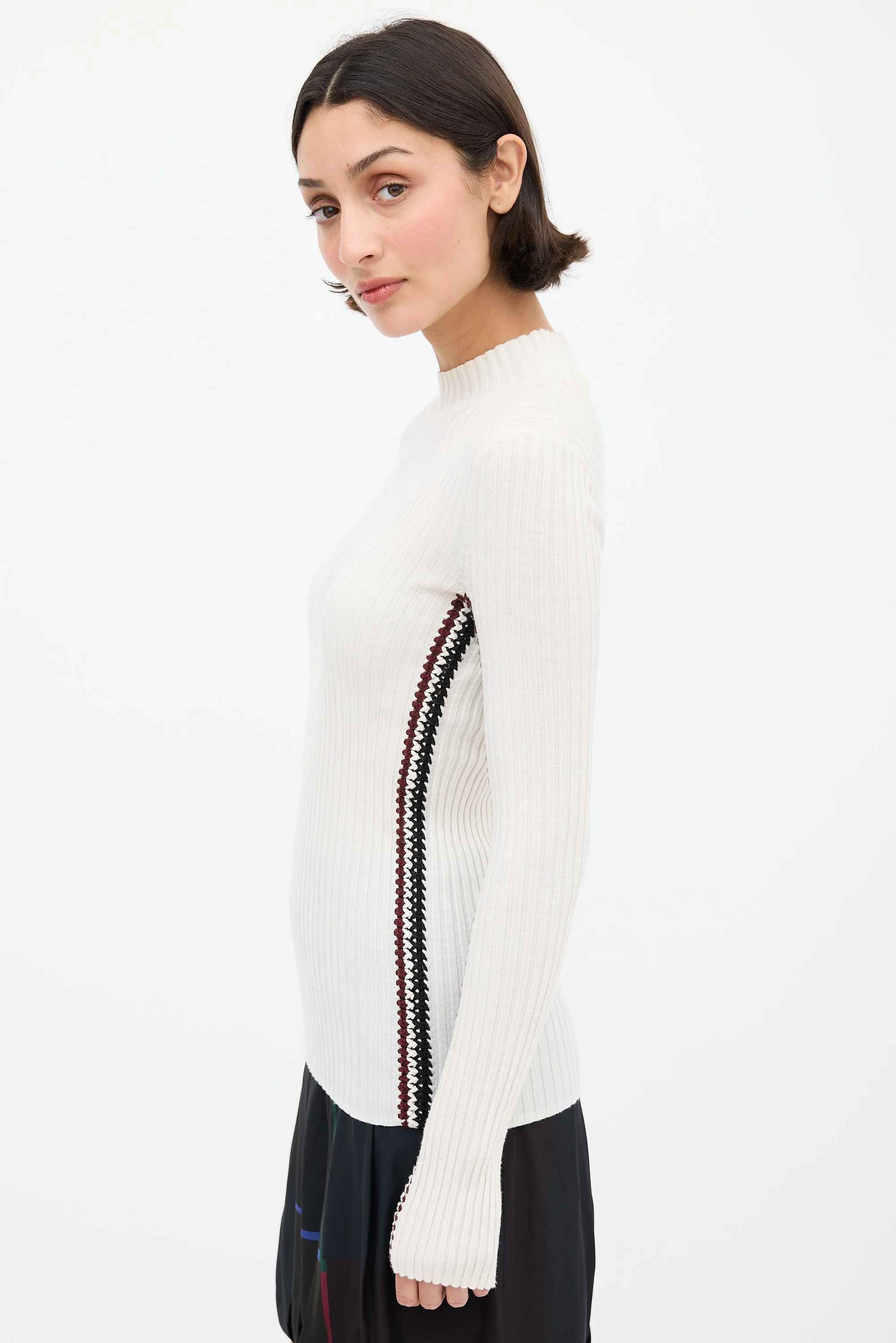 Cream & Multicolour Crochet Stripe Top