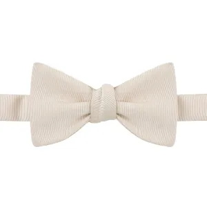 Cream Grosgrain Silk Cotton Bow Tie