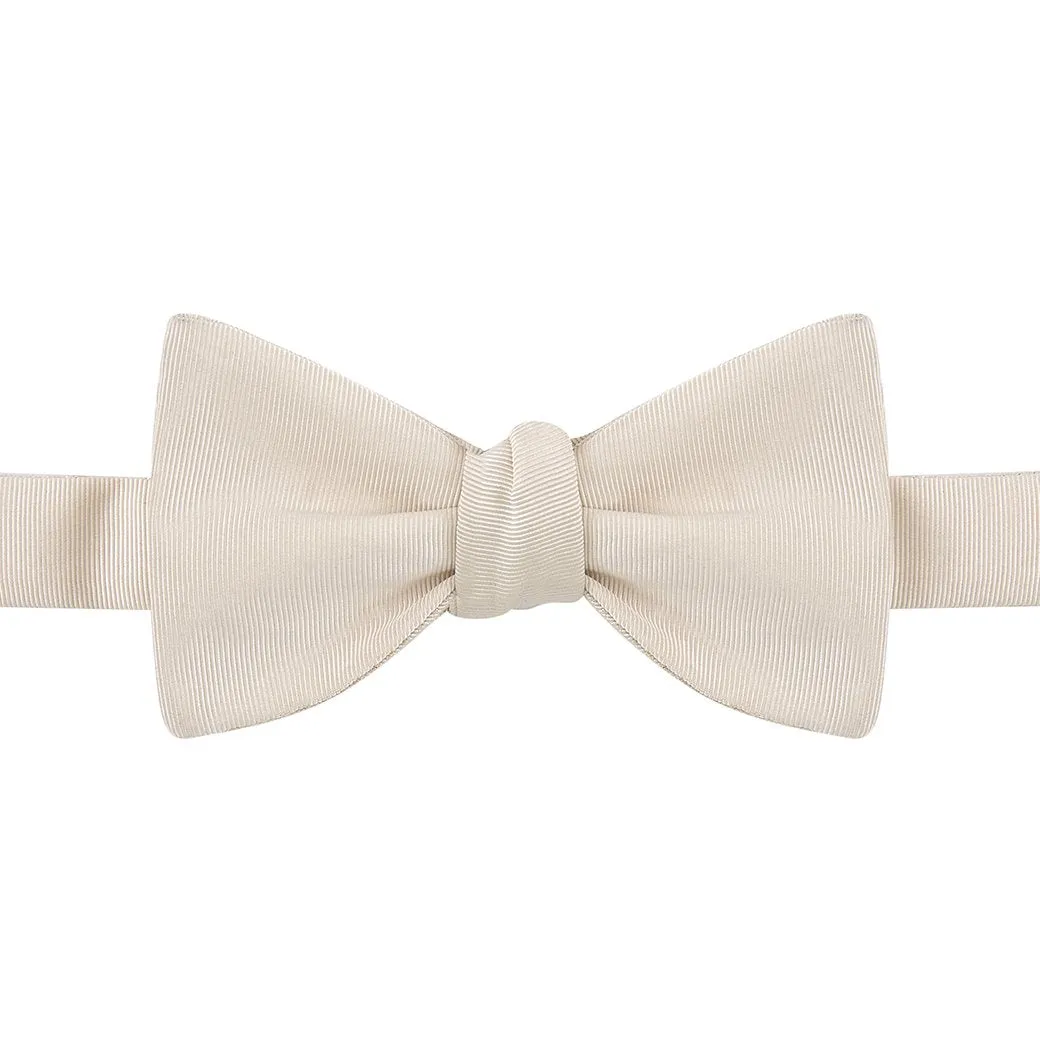 Cream Grosgrain Silk Cotton Bow Tie