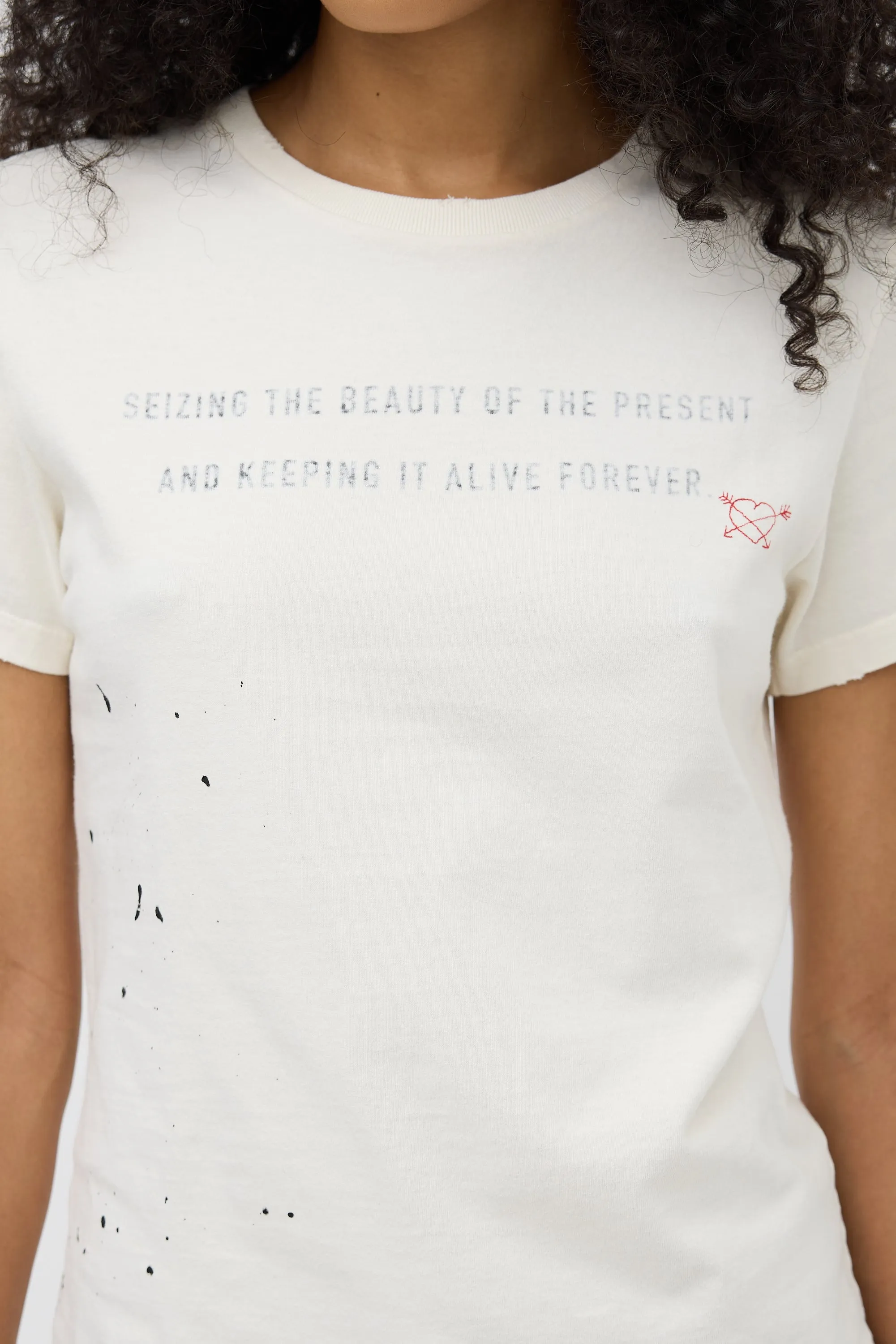 Cream Paint Splatter Script T-Shirt