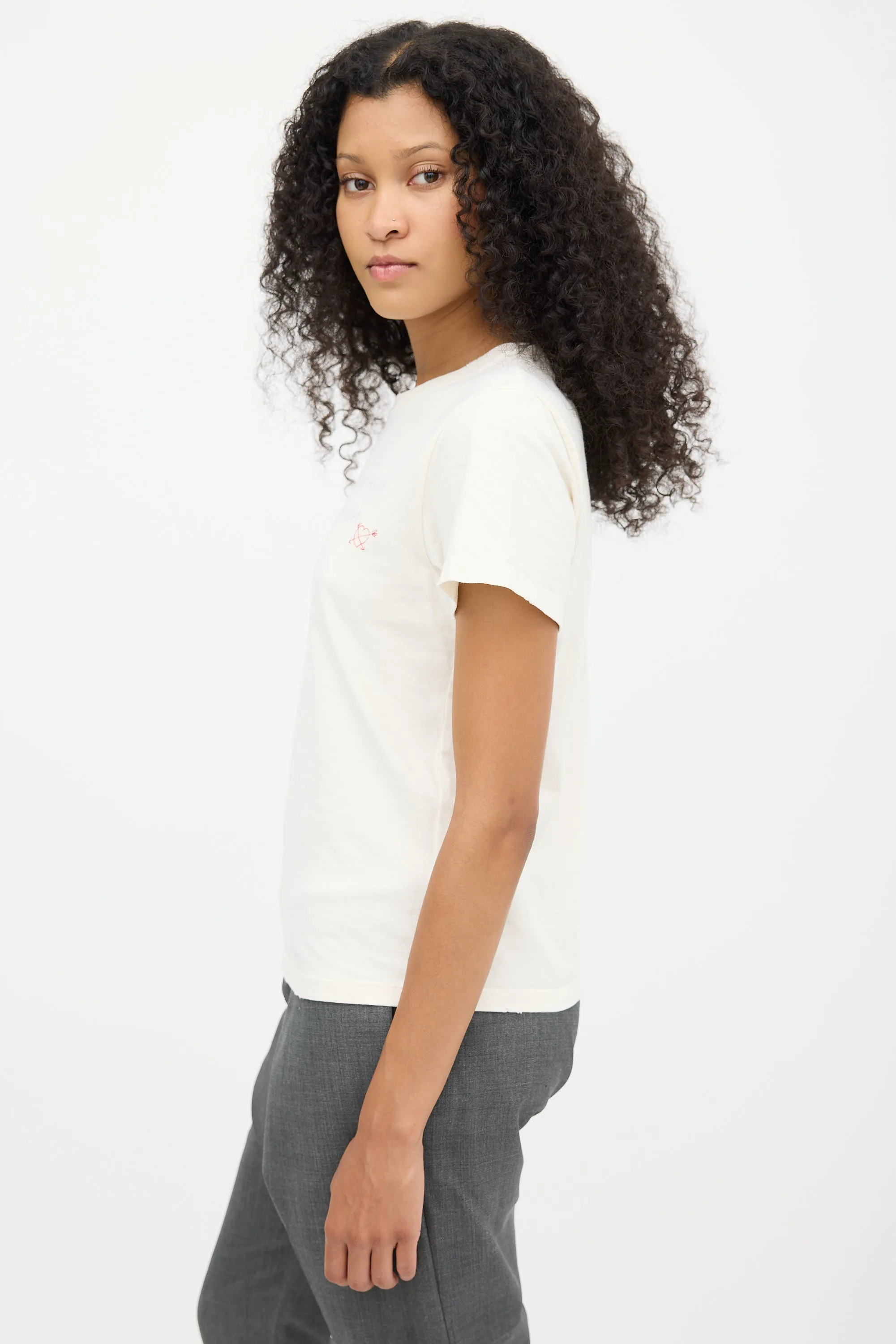 Cream Paint Splatter Script T-Shirt