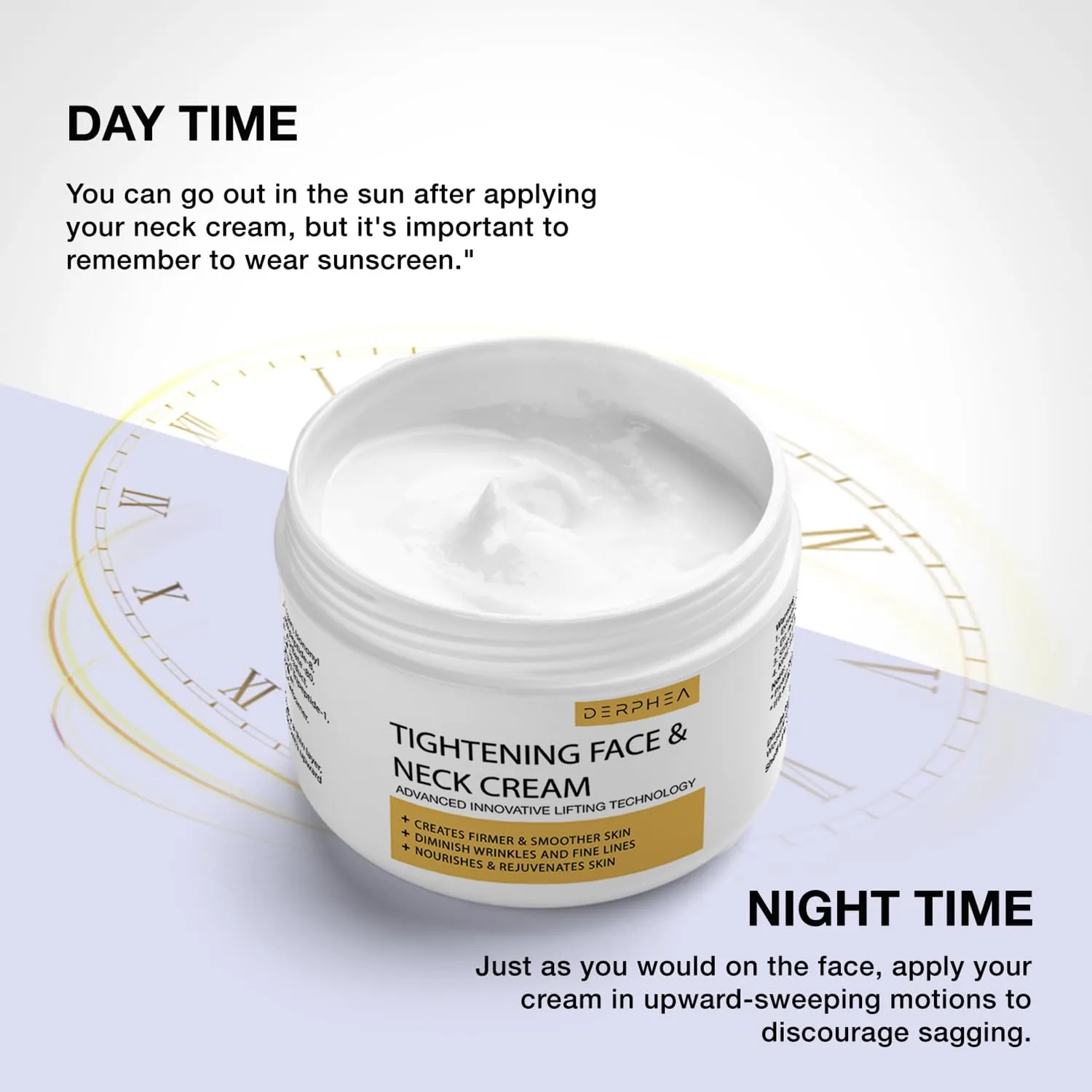 DERPHEA Neck Cream, Face & Neck Tightening Cream, Face Firming Cream, Skin Tightening Cream For Fine lines, Loose & Sagging Skin On Face, Neck, Decollete (3.4 Oz)