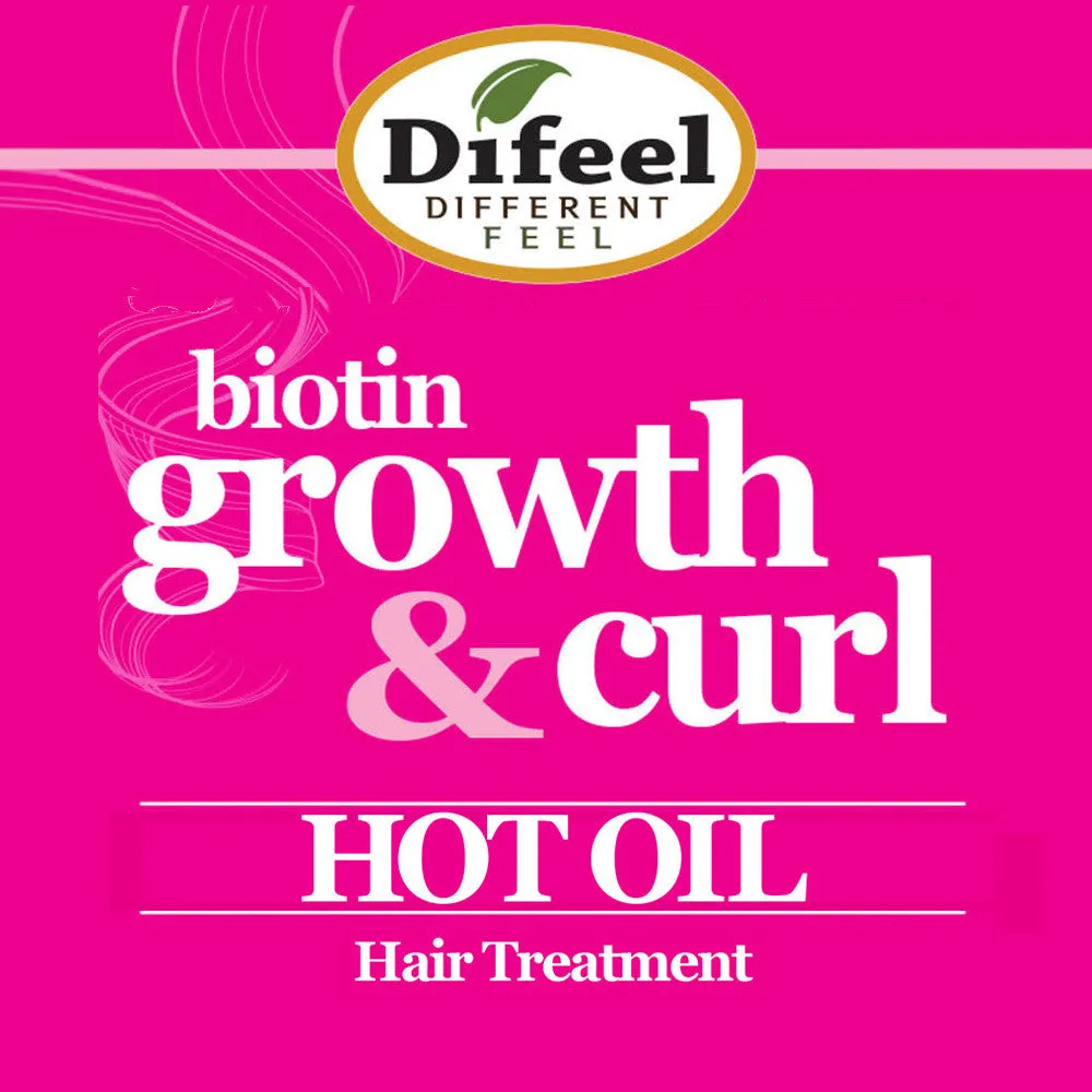 Difeel Biotin Growth & Curl Hot Oil Treatment 7.1 oz. - Deluxe 2-PC Gift Set