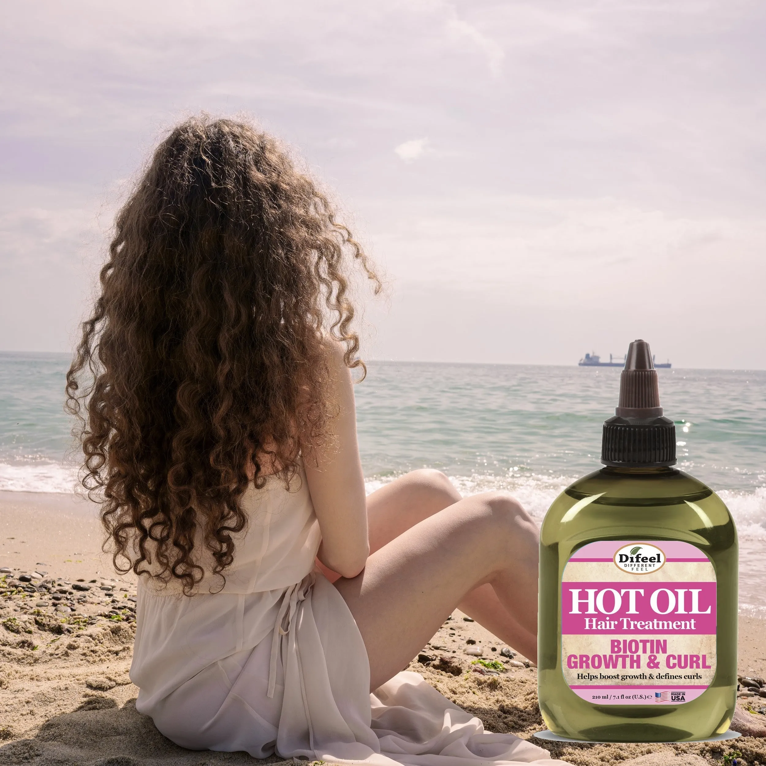 Difeel Biotin Growth & Curl Hot Oil Treatment 7.1 oz. - Deluxe 2-PC Gift Set