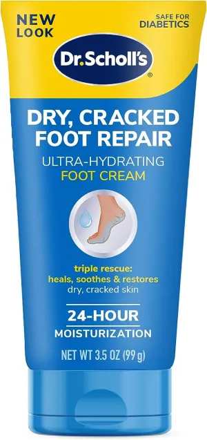 Dr. Scholl's Dry, Cracked Foot Repair Ultra Hydrating Foot Cream, 3.5 oz Lotion with 25% Urea, Heel Repair, Foot Care Heals for Healthy Looking Feet, Epsom Salt Soothes, Safe for Diabetics