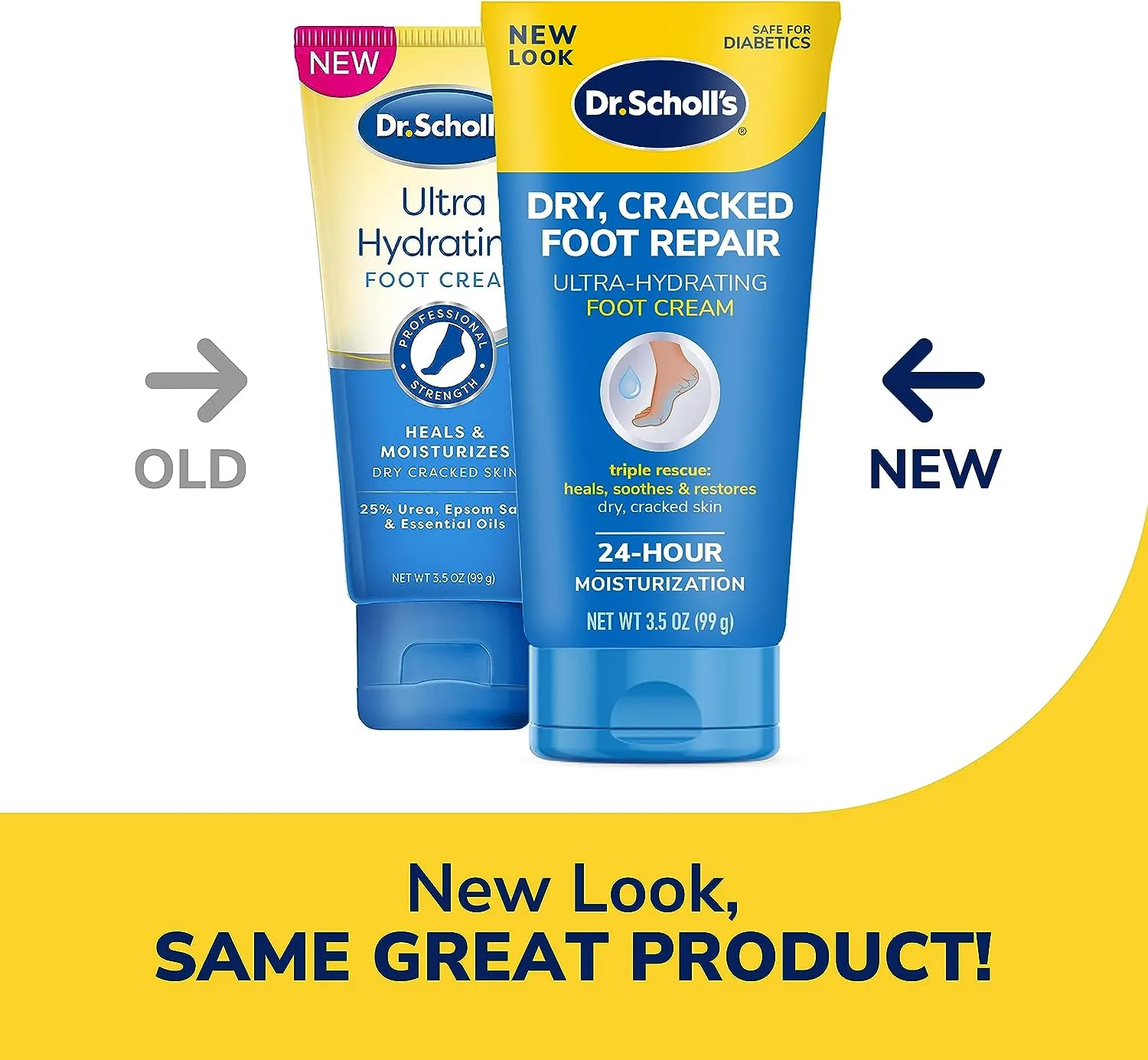 Dr. Scholl's Dry, Cracked Foot Repair Ultra Hydrating Foot Cream, 3.5 oz Lotion with 25% Urea, Heel Repair, Foot Care Heals for Healthy Looking Feet, Epsom Salt Soothes, Safe for Diabetics