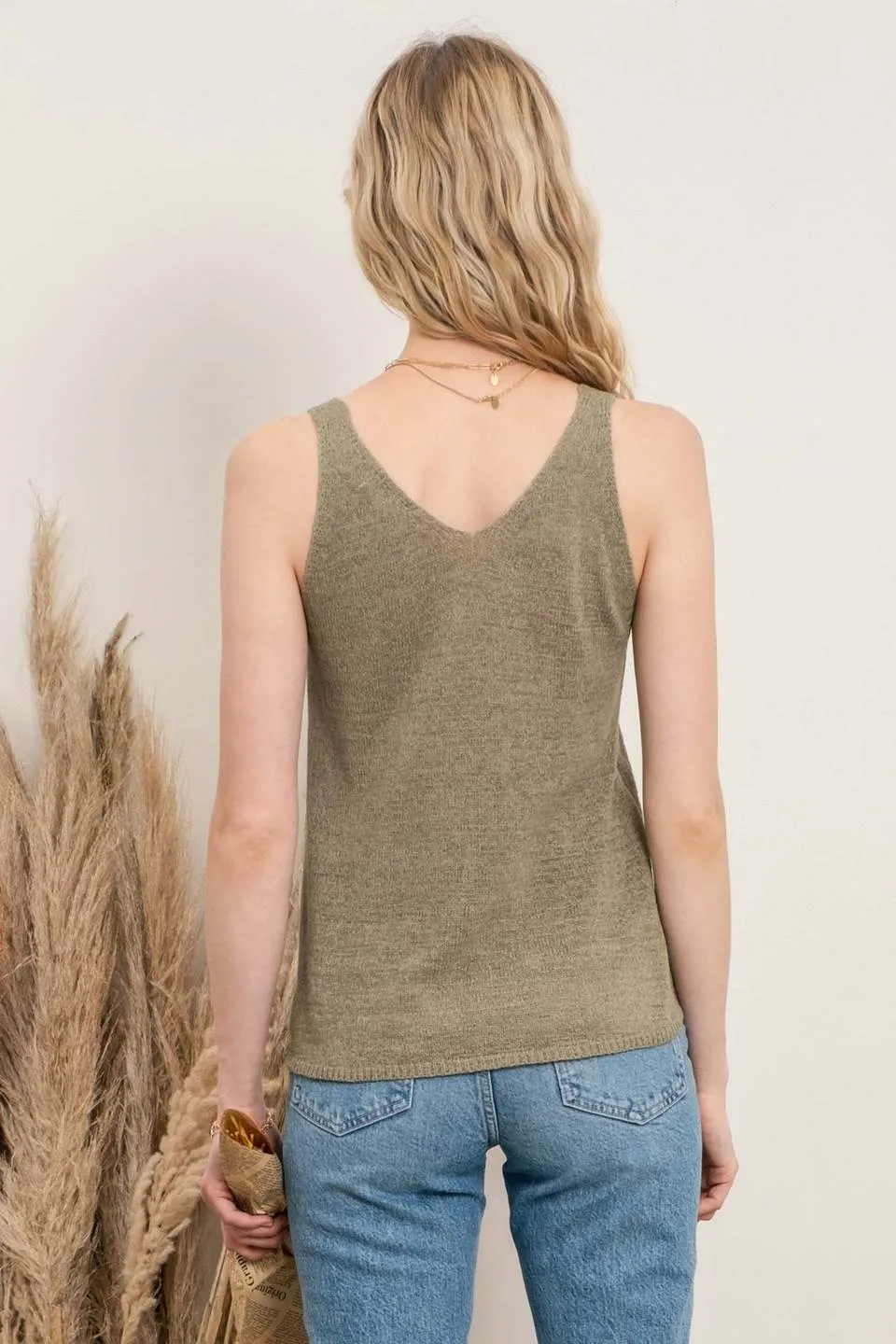 Drop A Line Tank - Olive