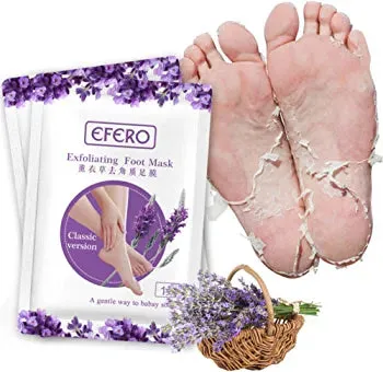 Efero 1pair Greatlizard Lavender Extract Exfoliating Foot Mask, Moisturising Softening Foot Mask, Foot Care Make Up