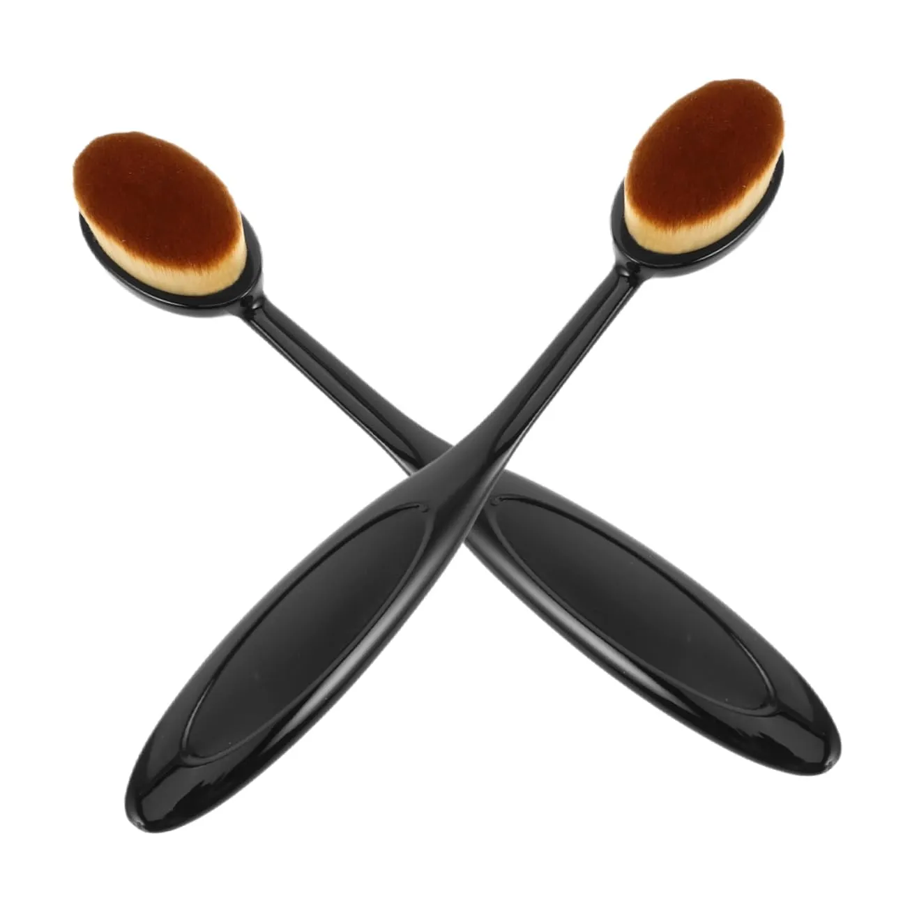 Efficient Foundation Application Brush Set 2pcs Synthetic Fiber Flat Top Brush for Powder and Liquid Makeup