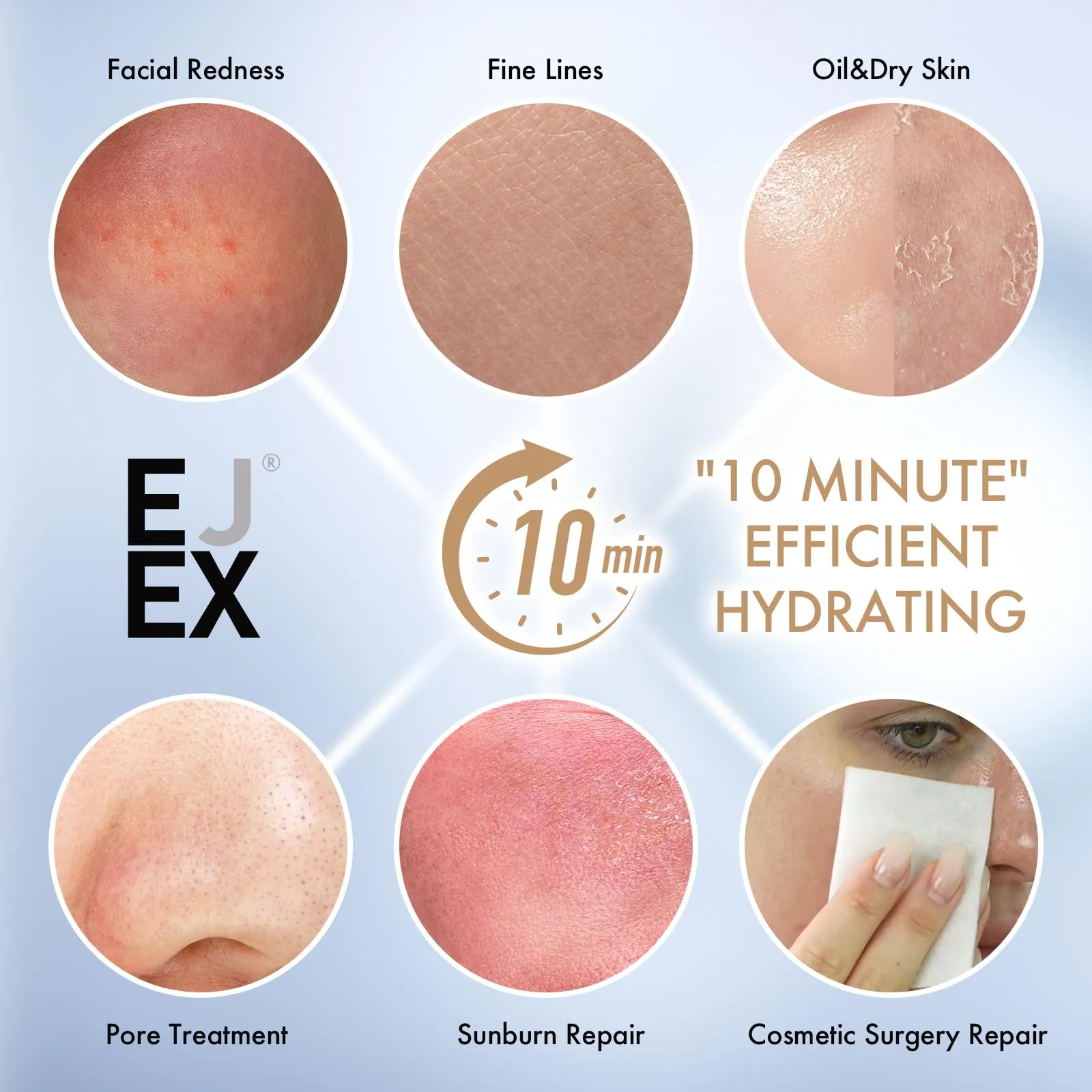 EJEX 100% Natural Fermented Face&Neck Mask,Hydrating Face Mask,Non-Irritating for Sensitive Skin,Preservative-Free,Fragrance-Free,0%Alochol,Soothing,Firming,Glowing,Taiwan Formula Mask,38g x 5ea