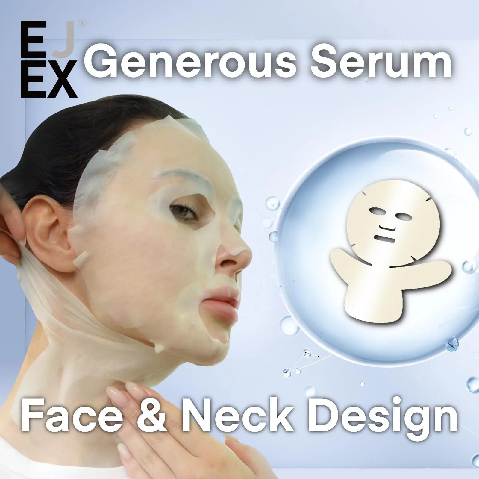 EJEX 100% Natural Fermented Face&Neck Mask,Hydrating Face Mask,Non-Irritating for Sensitive Skin,Preservative-Free,Fragrance-Free,0%Alochol,Soothing,Firming,Glowing,Taiwan Formula Mask,38g x 5ea