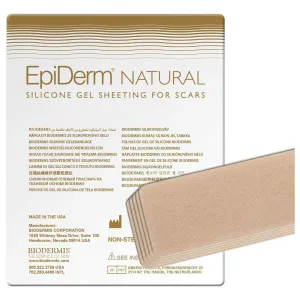 Epi-Derm C-Strips, Premium Grade Silicone Scar Sheets for C-Section, Tummy Tuck, Hysterectomy & Cardiac Surgery Scars, Easy To Use & Reusable Silicone Gel Sheets for Scars 1.4 x 6 in - 5 Pack, Natural
