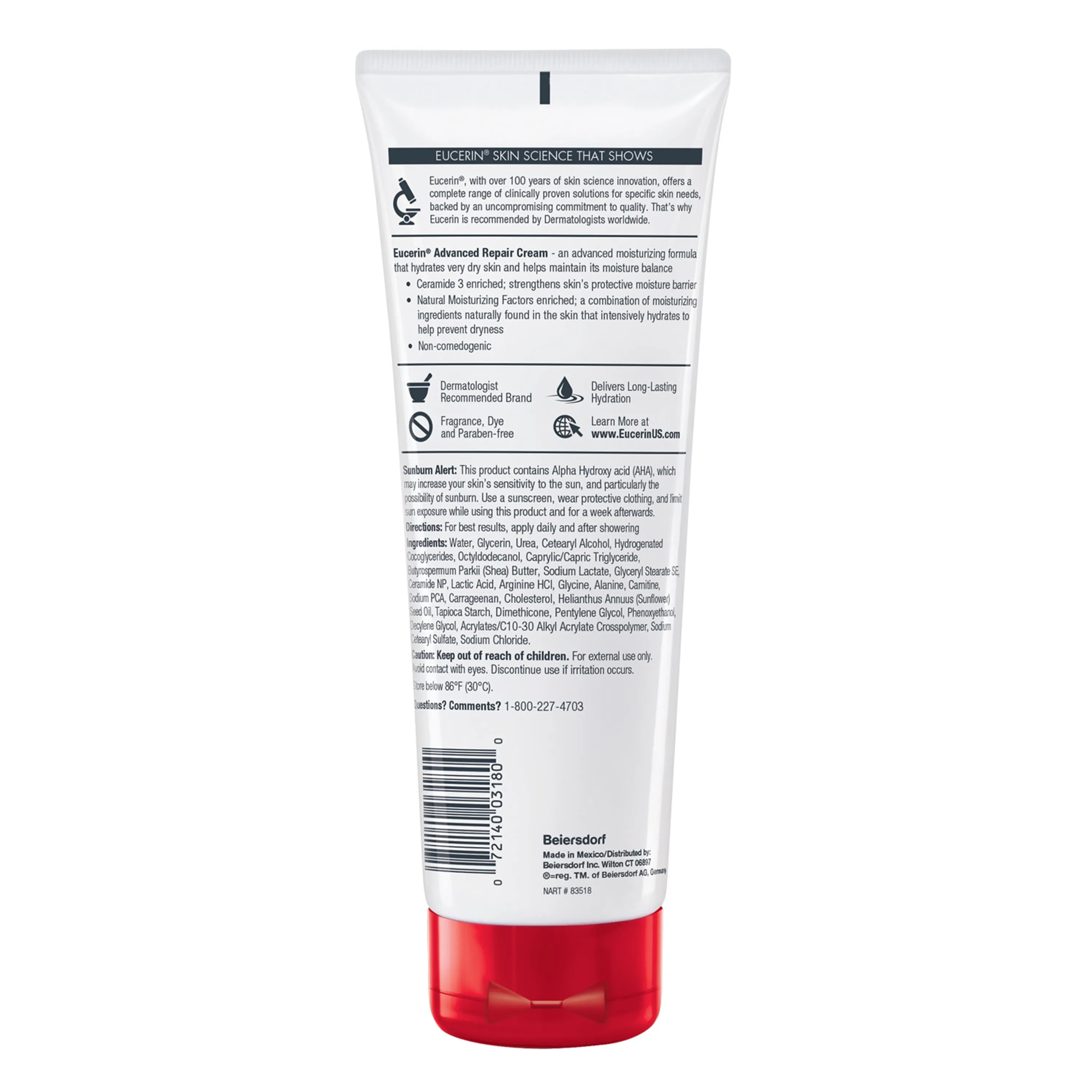 Eucerin Advanced Repair Body Cream, Body Cream for Very Dry Skin, 8 Oz Tube