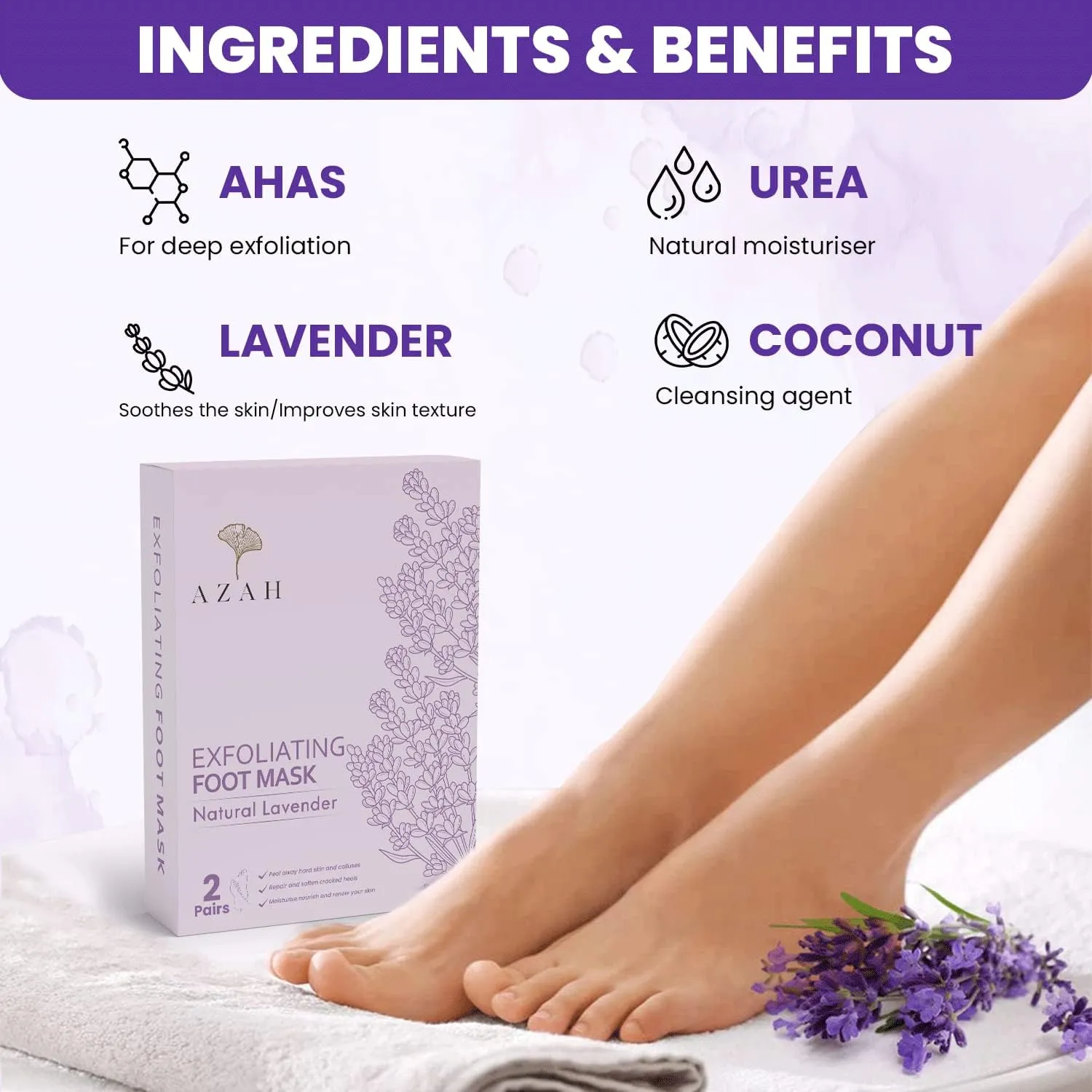 Exfoliating Foot Mask | Lavender | Pack of 2